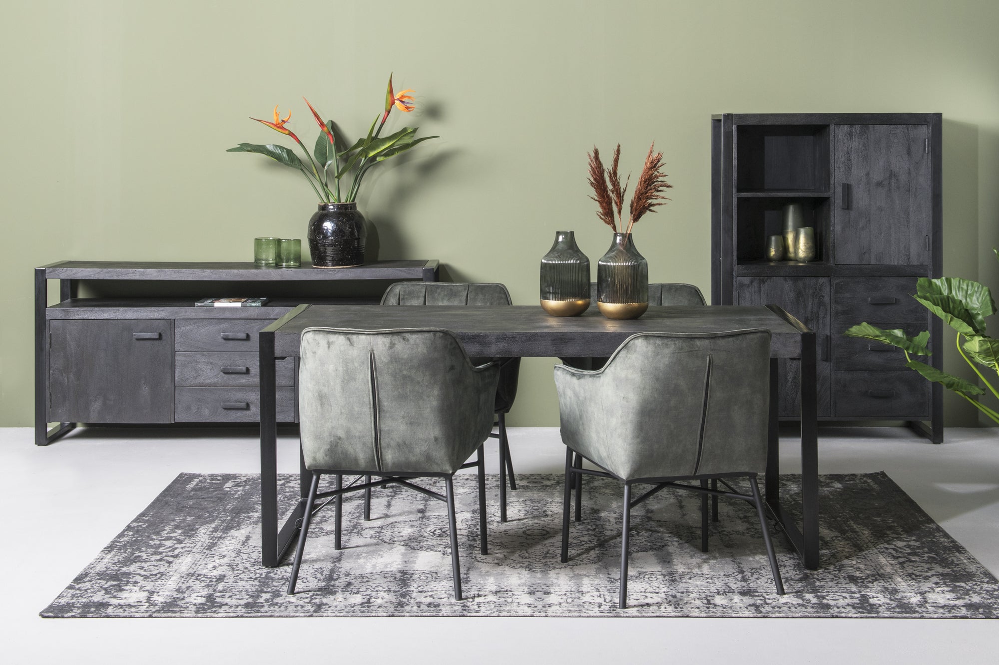 Esstisch Norris aus Mangoholz 220cm - Schwarz-Esstische Rechteckig-Livingfurn-le canapé