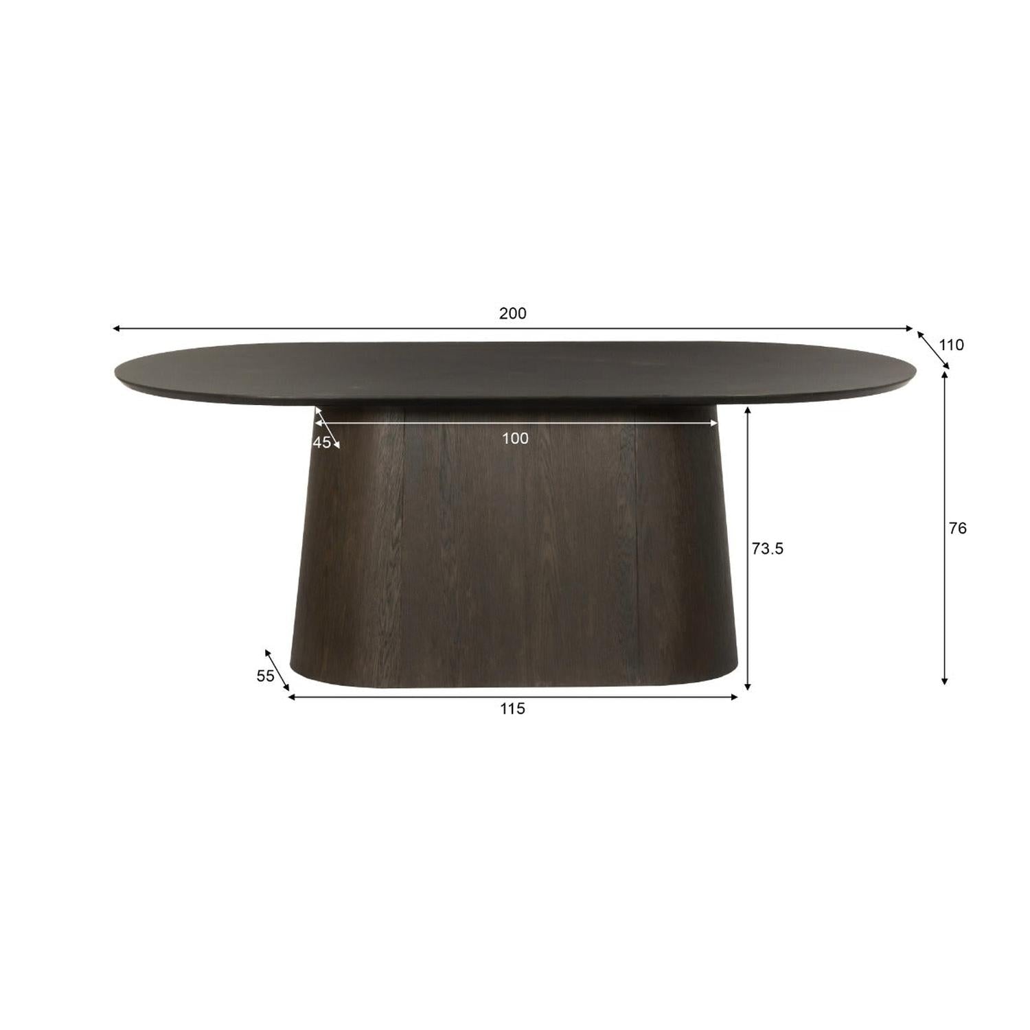 Esstisch Novero aus Eichenholz 200cm - Dunkelbraun-Esstische Oval-Livingfurn-le canapé