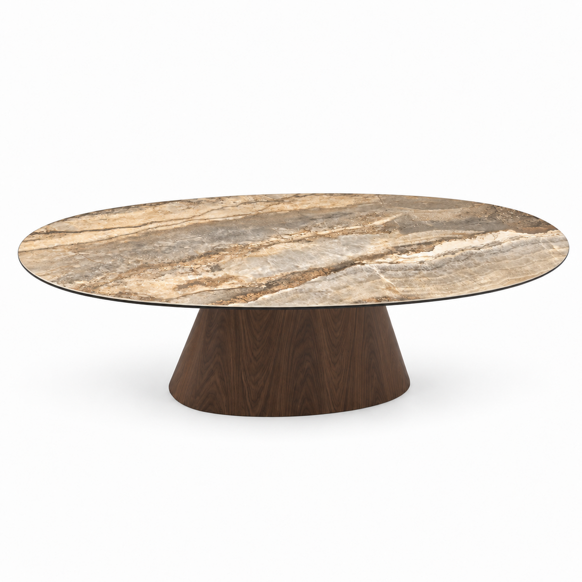 Esstisch Onyx Oval 220cm mit Keramikplatte in Marmoroptik - Beige-Esstische Oval-Pole to Pole-le canapé