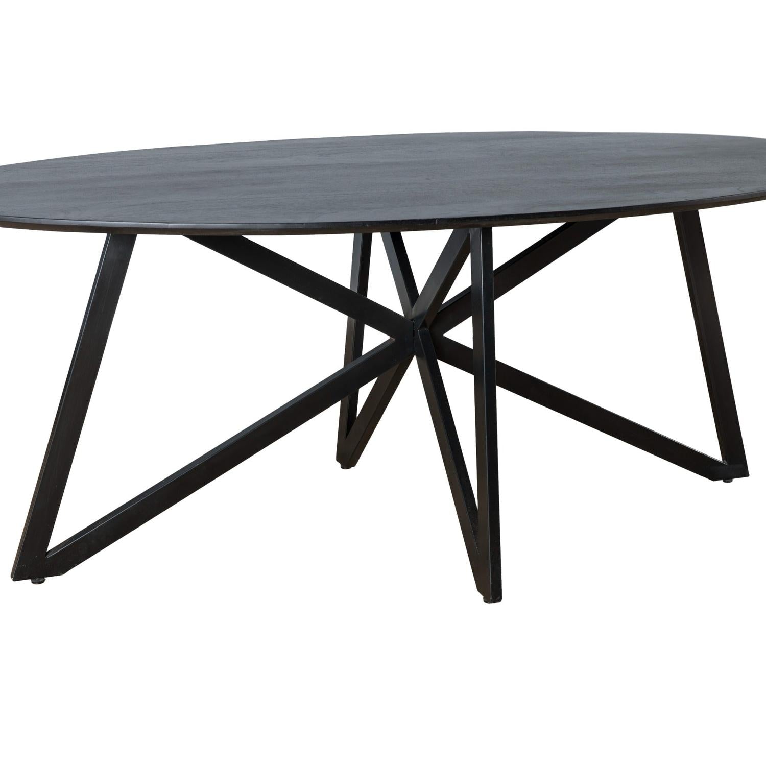 Esstisch Oslo Oval aus Akazienholz 200cm - Schwarz-Esstische Oval-Livingfurn-le canapé