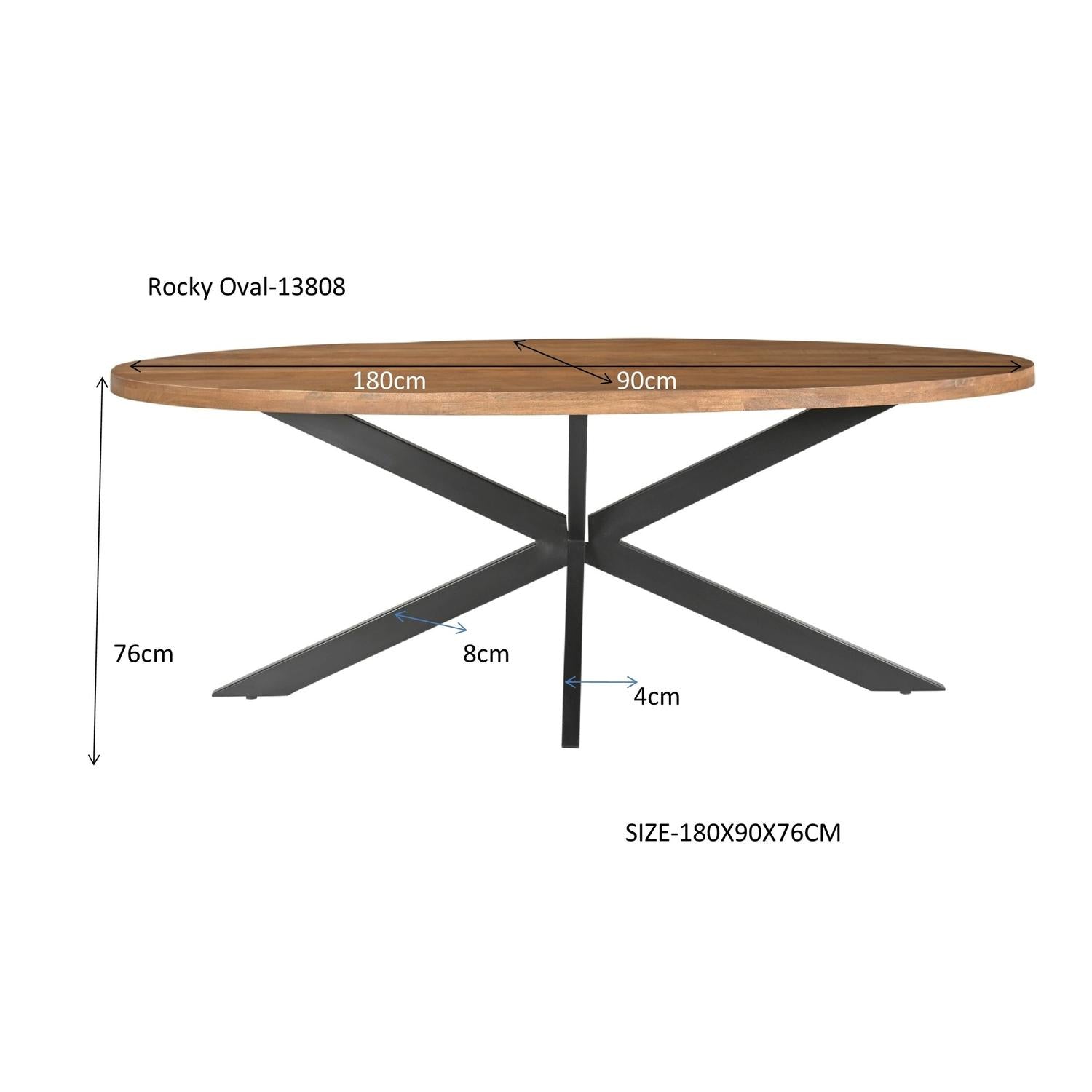Esstisch Rocky Oval aus Mangoholz 180cm - Braun-Esstische Oval-Livingfurn-le canapé