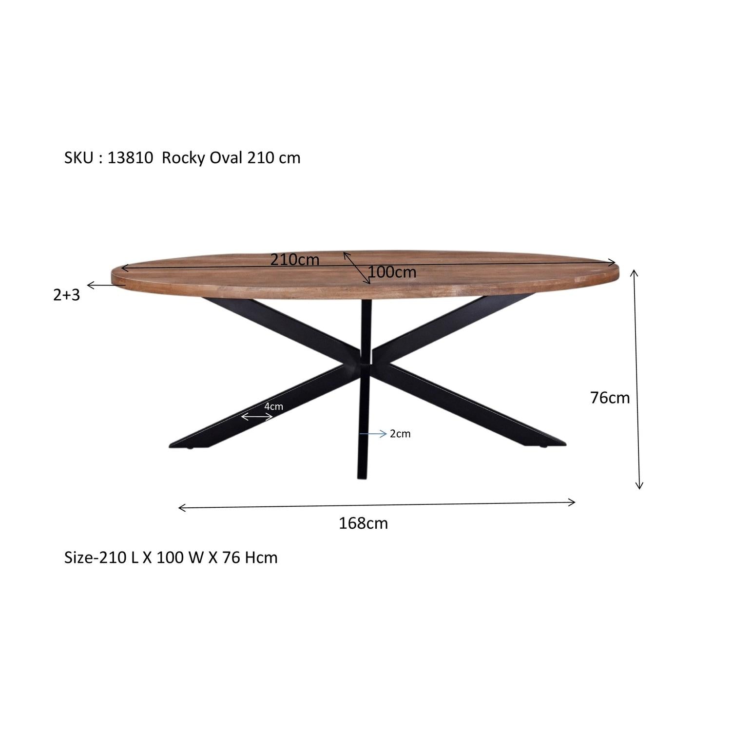 Esstisch Rocky Oval aus Mangoholz 210cm - Braun-Esstische Oval-Livingfurn-le canapé