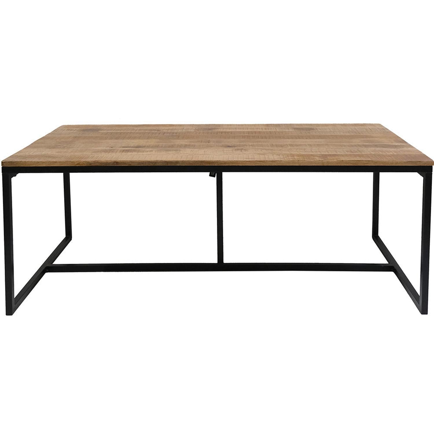 Esstisch Ronaldo 200cm aus Massivholz mit Metallgestell - Natur-Esstische Rechteckig-Trademark Living-le canapé