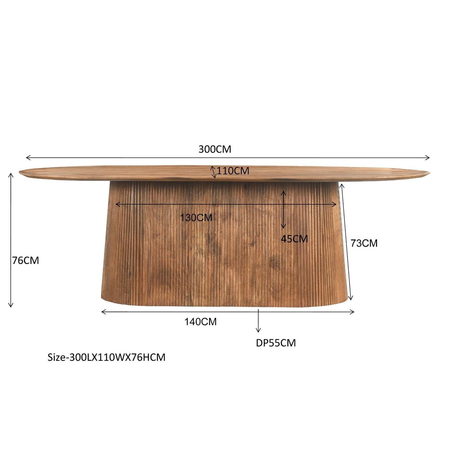 Esstisch Salvator aus Mangoholz Oval 300cm - Hellbraun-Esstische Oval-Livingfurn-le canapé