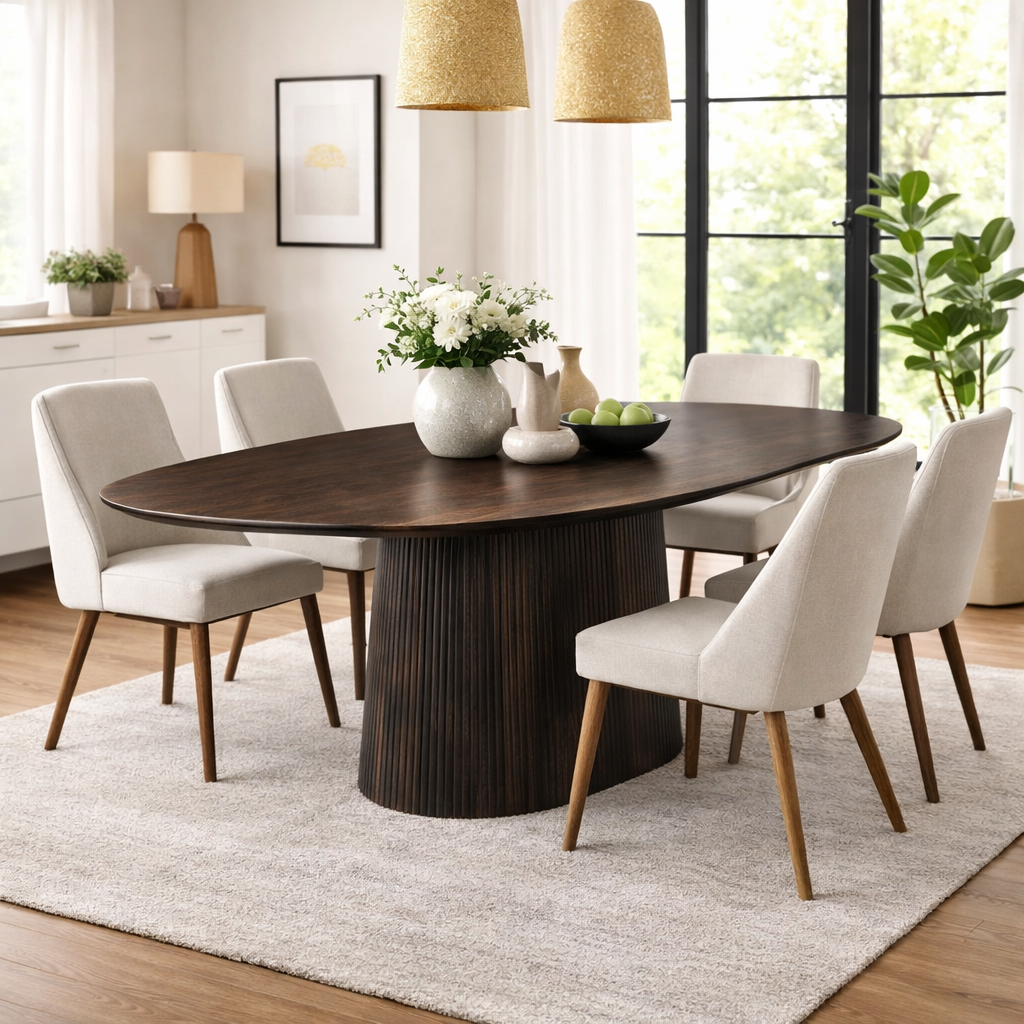 Esstisch Salvator Oval 230cm - Walnuss-Esstisch Oval-Livingfurn-le canapé