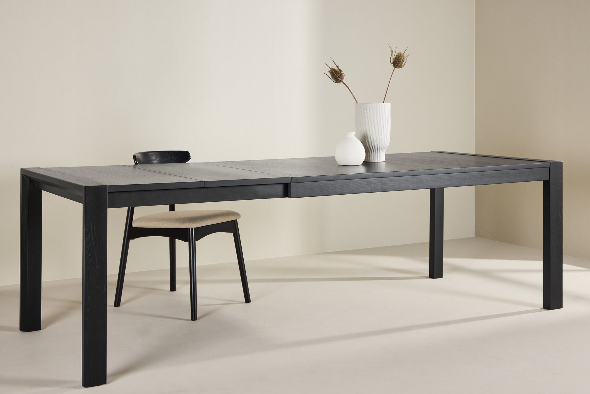 Esstisch Slider ausziehbar 170-250cm aus Eichenholz - Schwarz-Esstische ausziehbar-Vind-le canapé