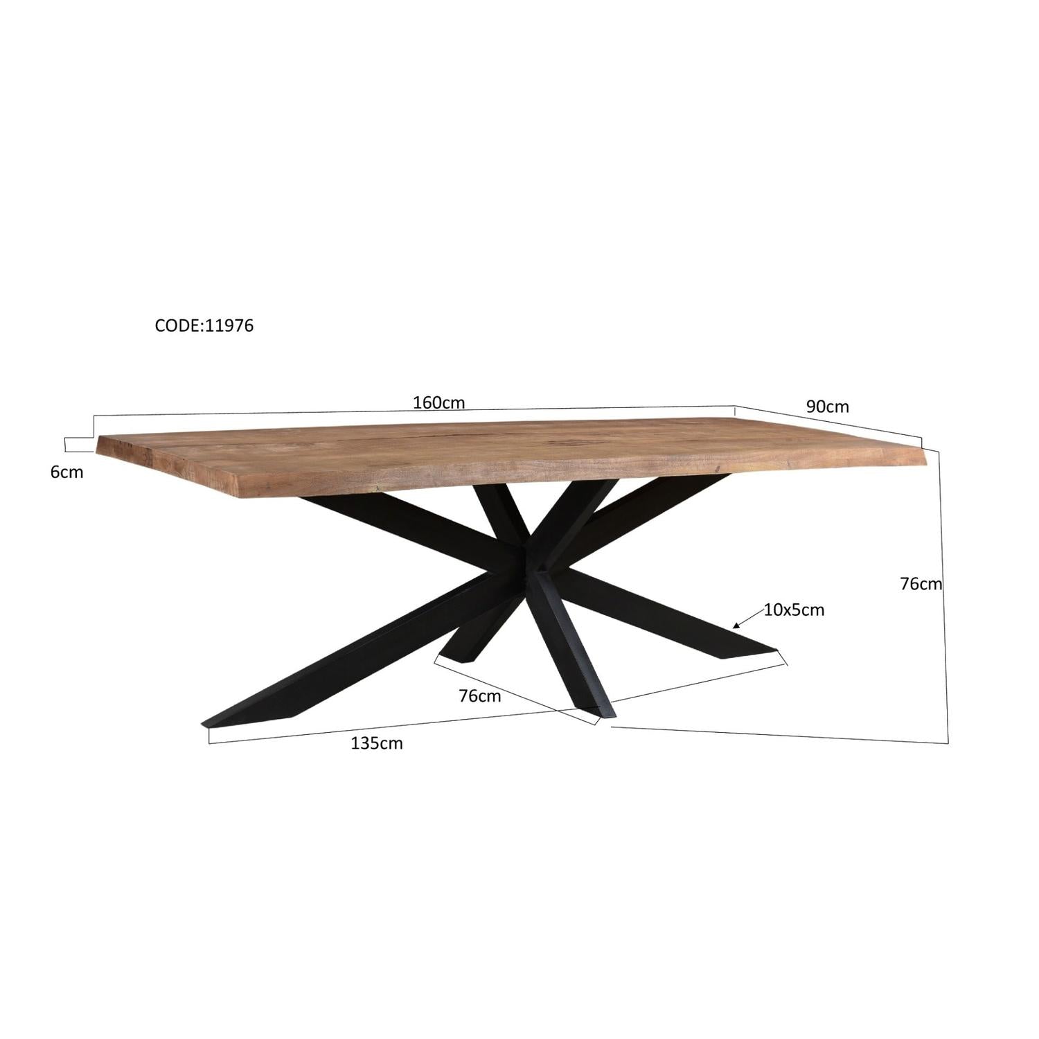 Esstisch Sturdy 160*90cm Tree Top mit Baumkante aus Mangoholz - Braun-Esstische Rechteckig-Livingfurn-le canapé