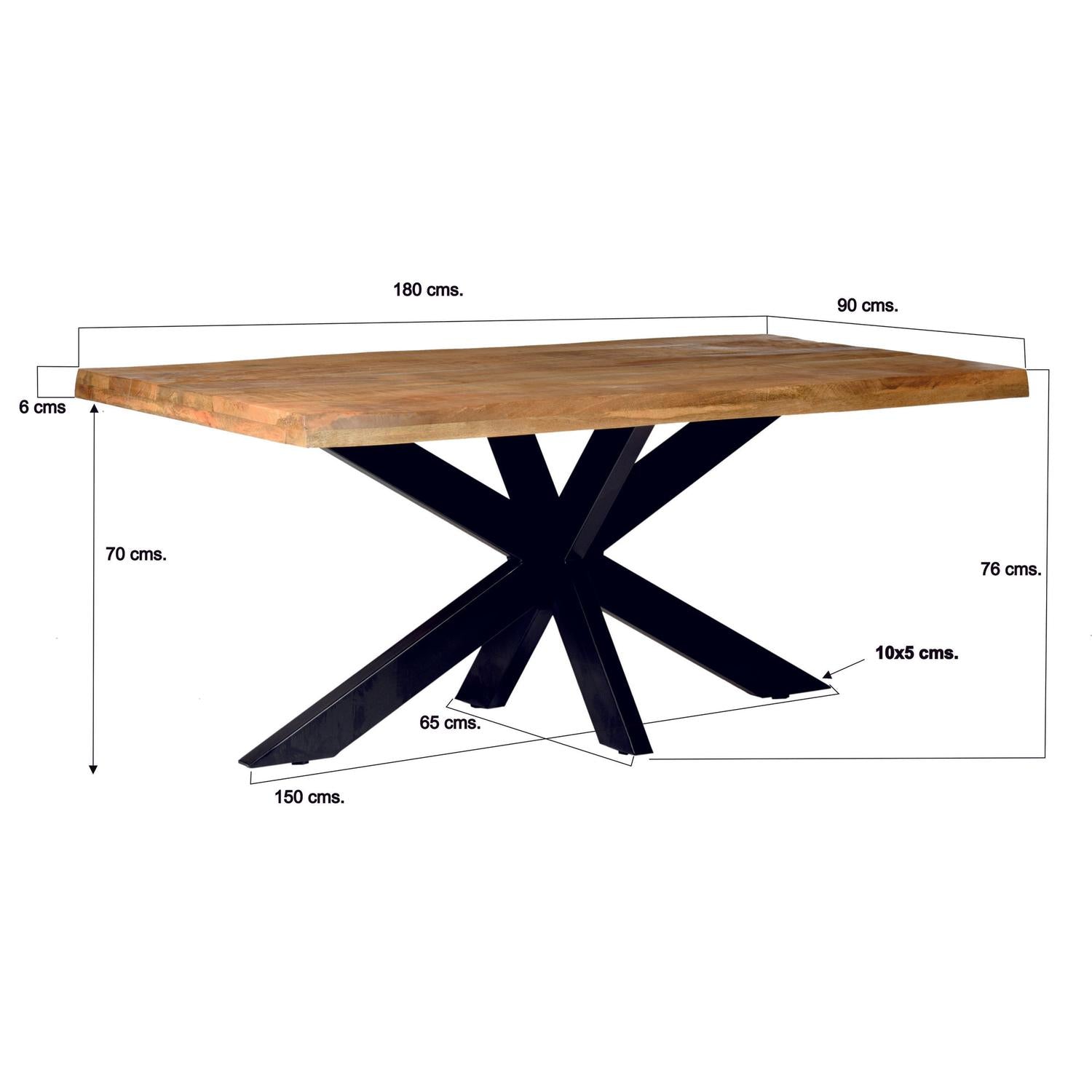 Esstisch Sturdy 180*90cm Tree Top mit Baumkante aus Mangoholz - Braun-Esstisch Rechteckig-Livingfurn-le canapé