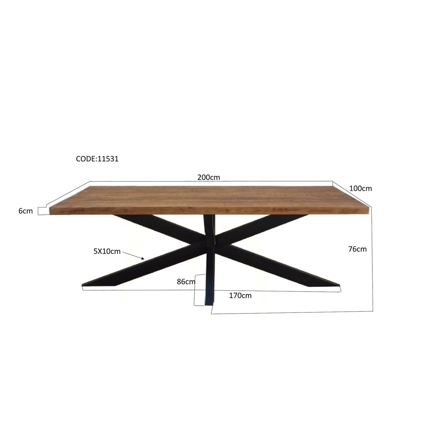 Esstisch Sturdy aus Mangoholz 200*100cm - Hellbraun-Esstische Rechteckig-Livingfurn-le canapé