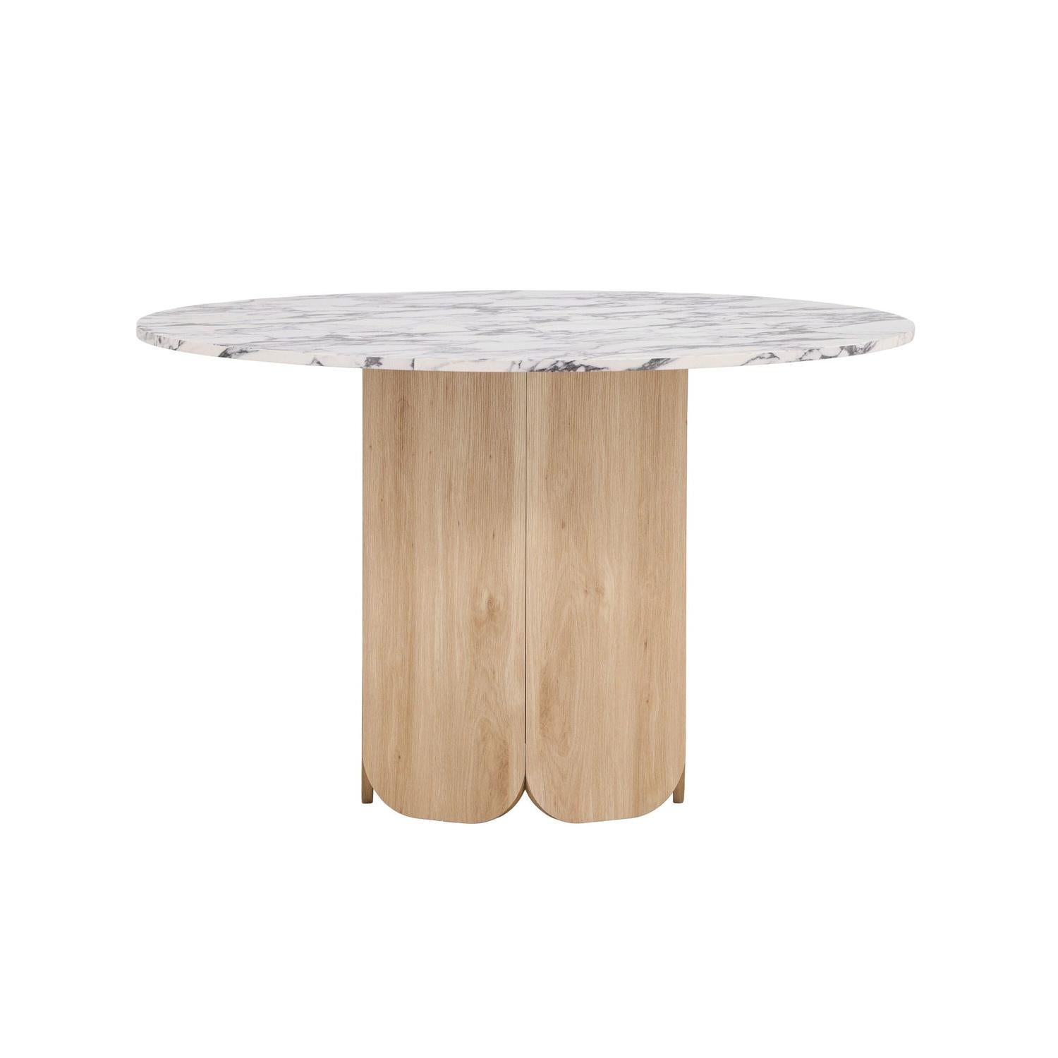 Esstisch Tekla Ø120cm in Calacatta-Marmor-Optik- Hellbraun/Marmor-Esstisch Rund-Venture Home-le canapé