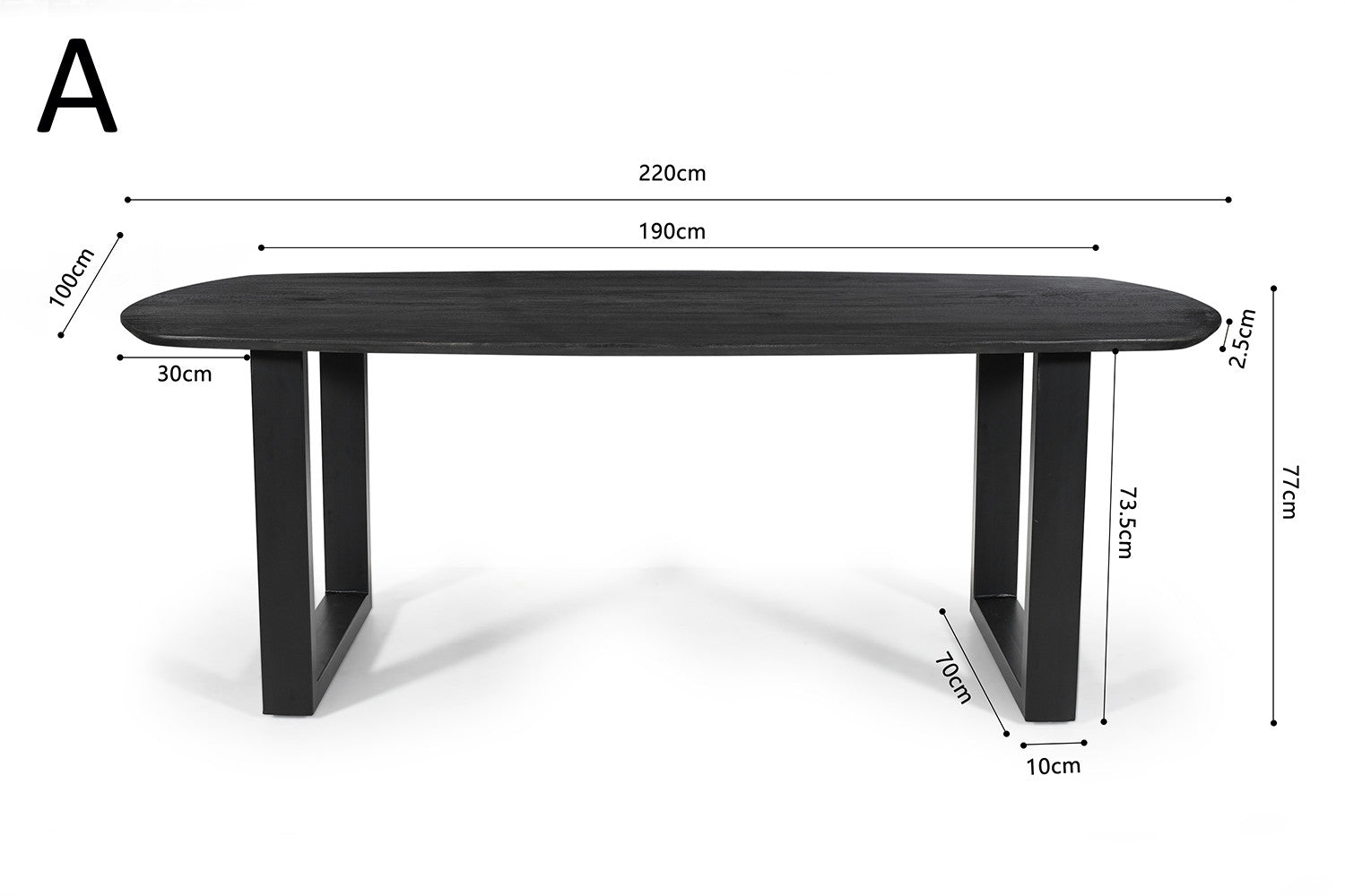 Esstisch Tommy 220cm Oval - Schwarz-Esstisch Oval-Rousseau-le canapé