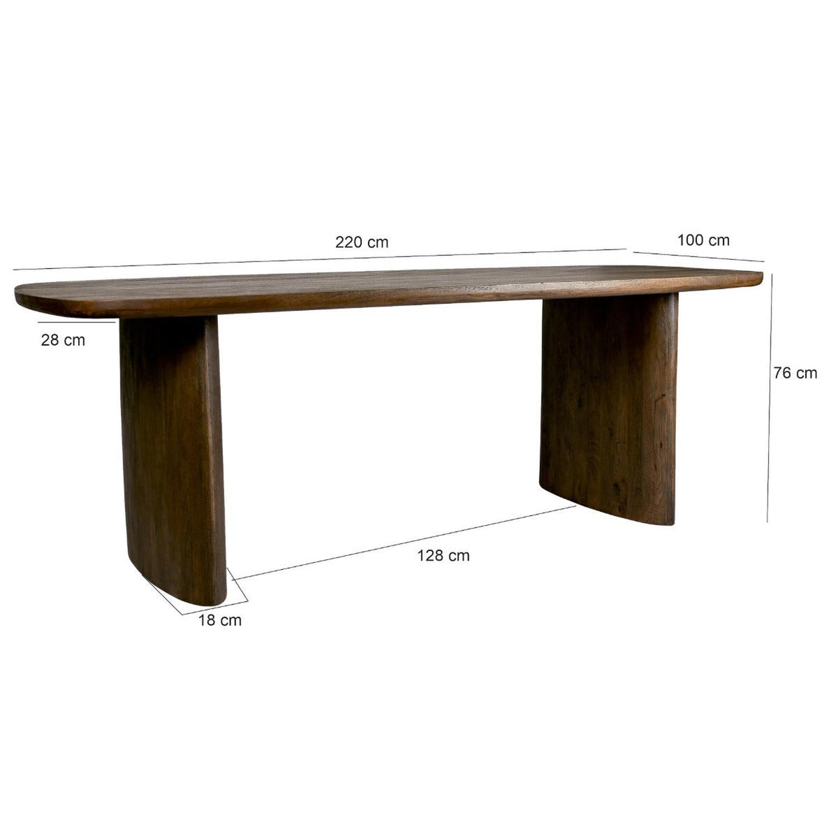 Esstisch Tyler aus Mangoholz 220cm - Dunkelbraun-Esstische Oval-Livingfurn-le canapé