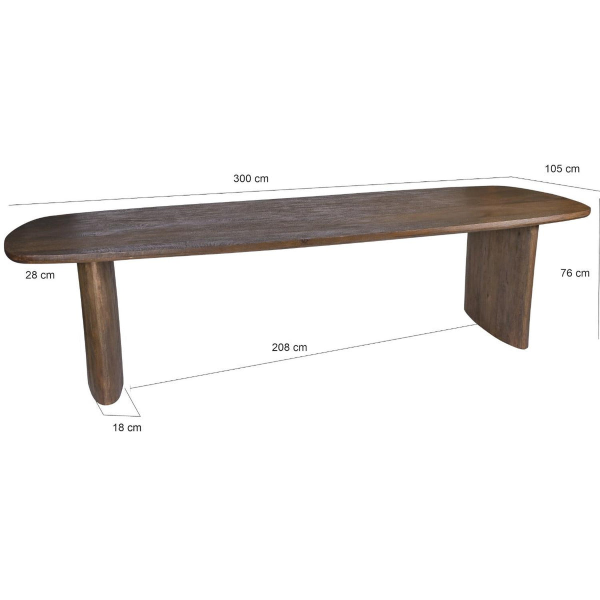 Esstisch Tyler aus Mangoholz 300cm - Dunkelbraun-Esstische Oval-Livingfurn-le canapé