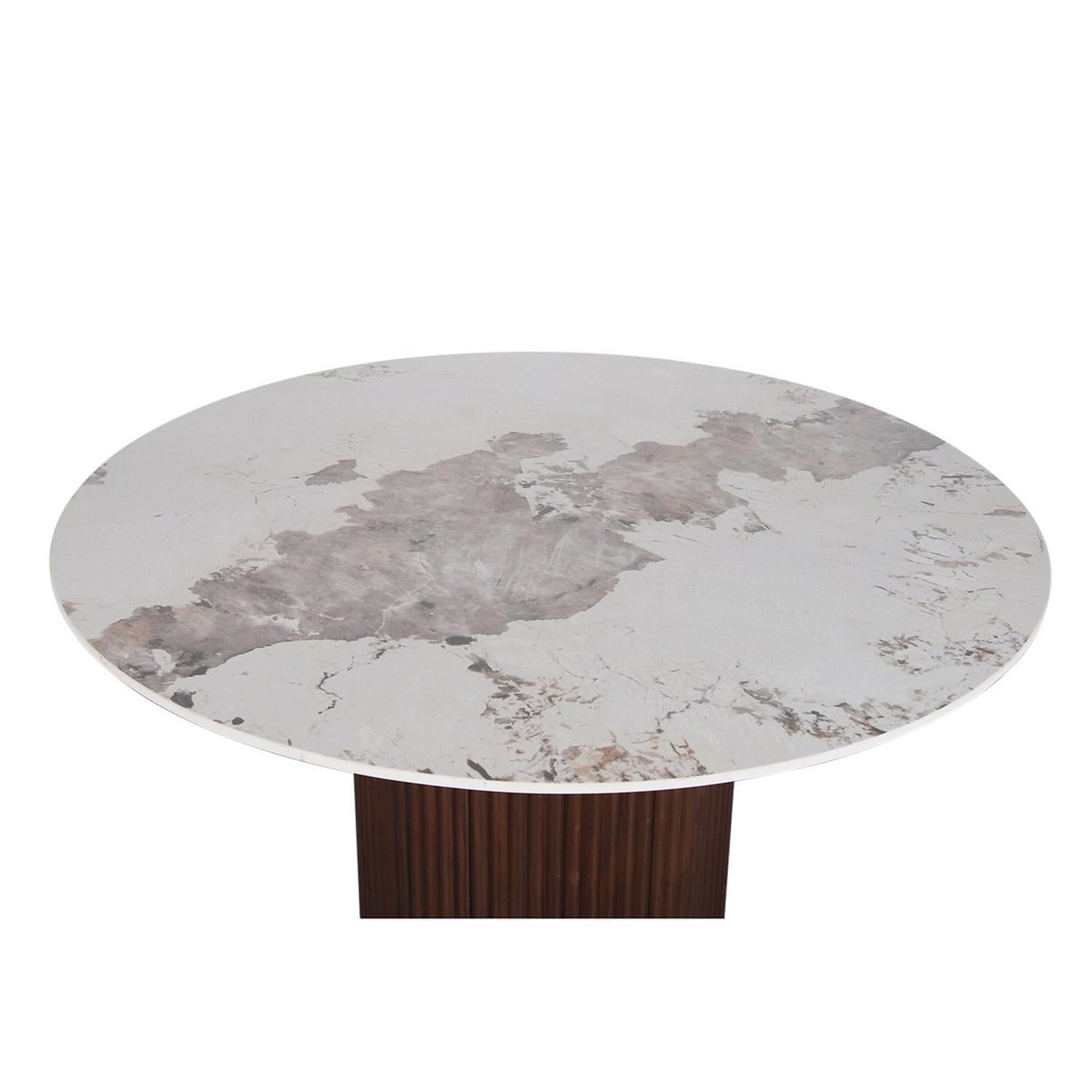 Esstisch Urban Chique Ø120cm mit Keramikplatte in Marmoroptik - Braun-Esstische Rund-Pole to Pole-le canapé
