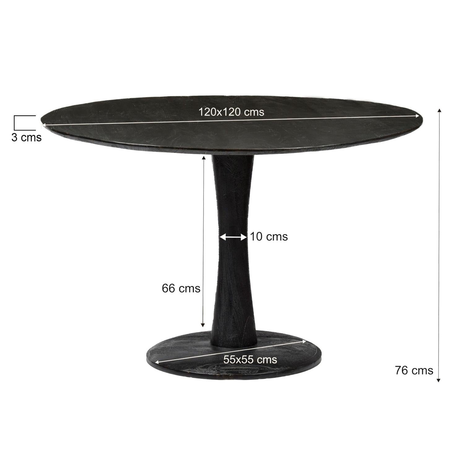Esstisch Vivian Ø120cm aus Mangoholz - Schwarz-Esstische Rund-Livingfurn-le canapé