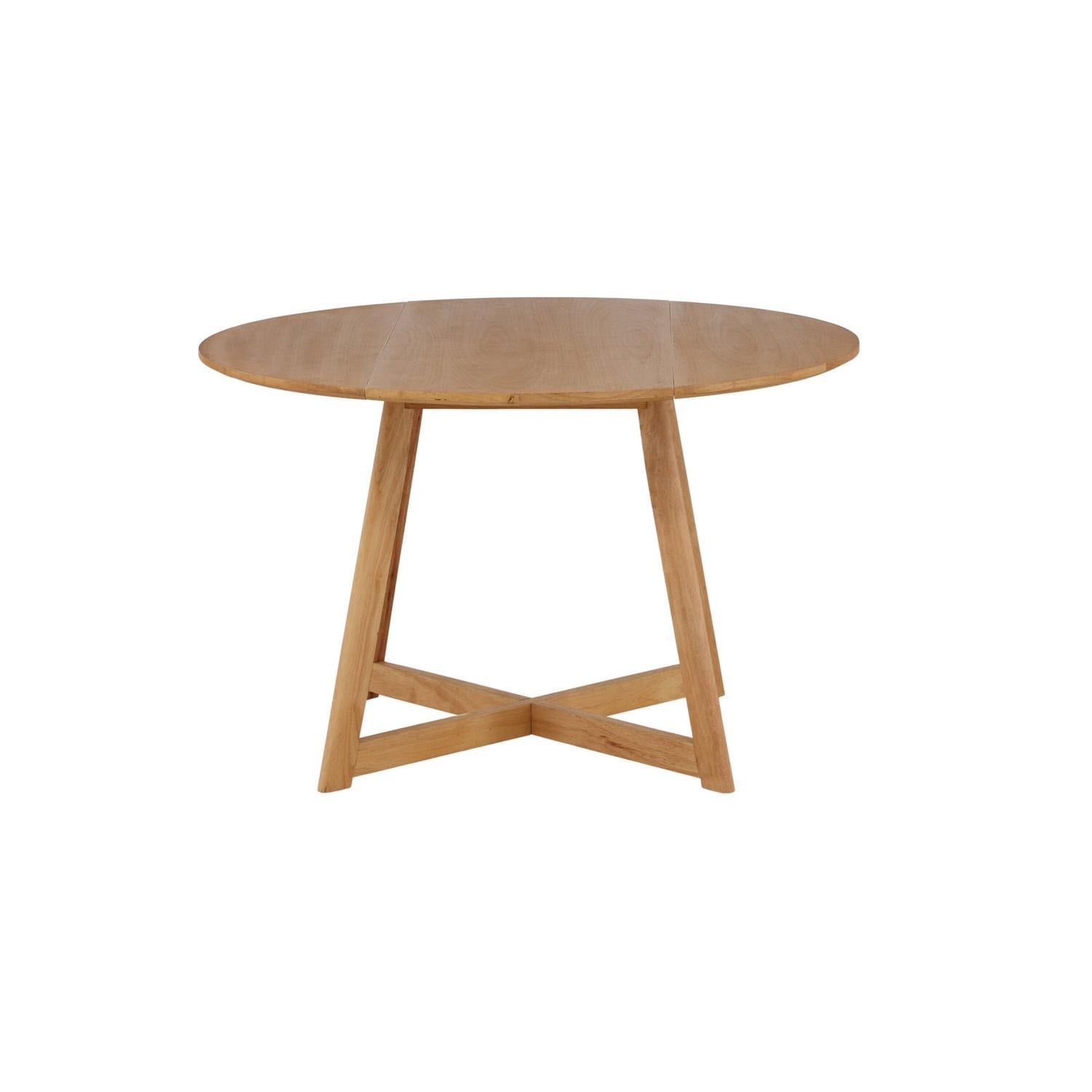 Esstisch Yakidon Ø120cm aus Gummibaumholz mit klappbaren Kanten - Hellbraun-Esstische Rund-Venture Home-le canapé