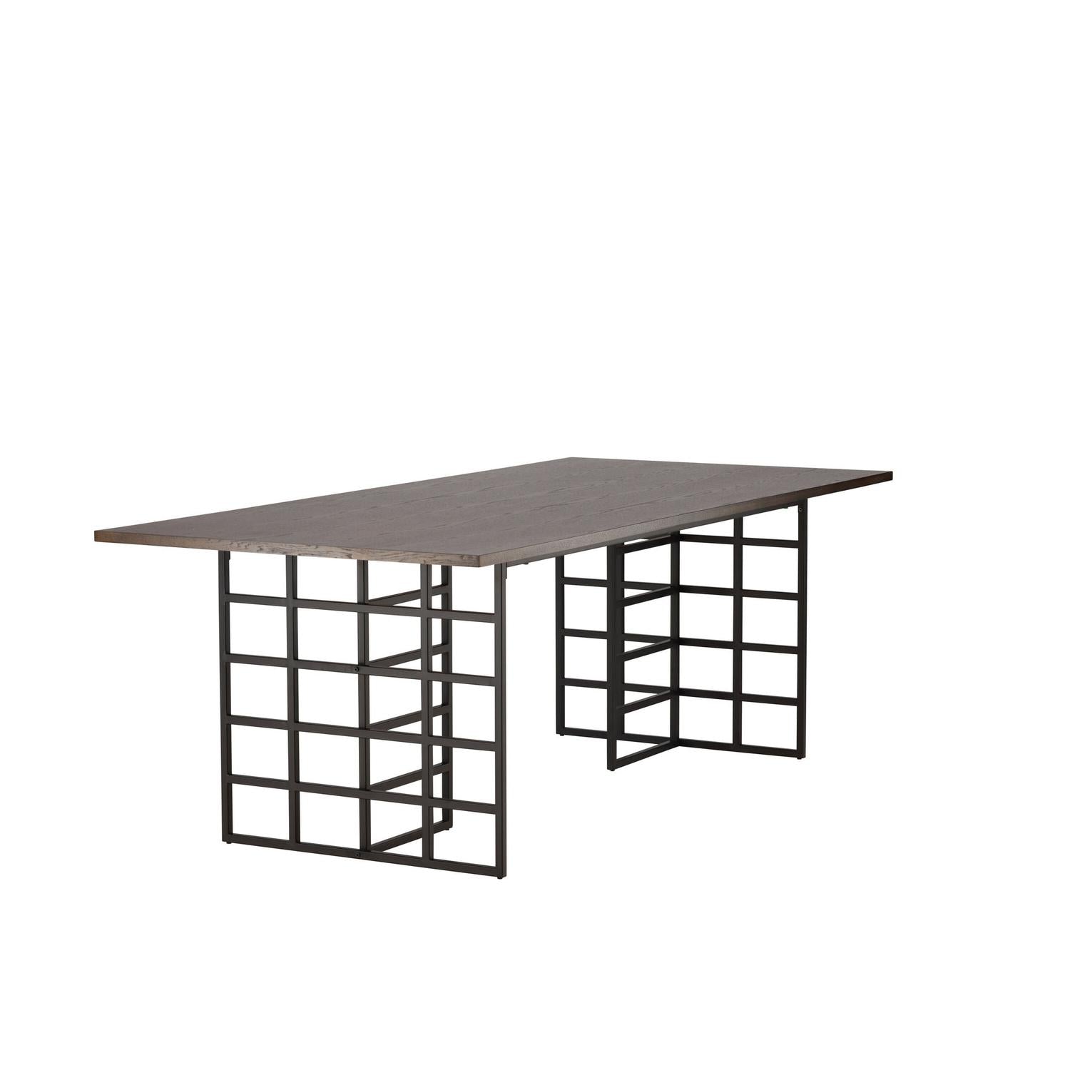 Esstisch Ystad 220cm mit Stahlgestell - Mokka/Schwarz-Esstisch Rechteckig-Venture Home-le canapé