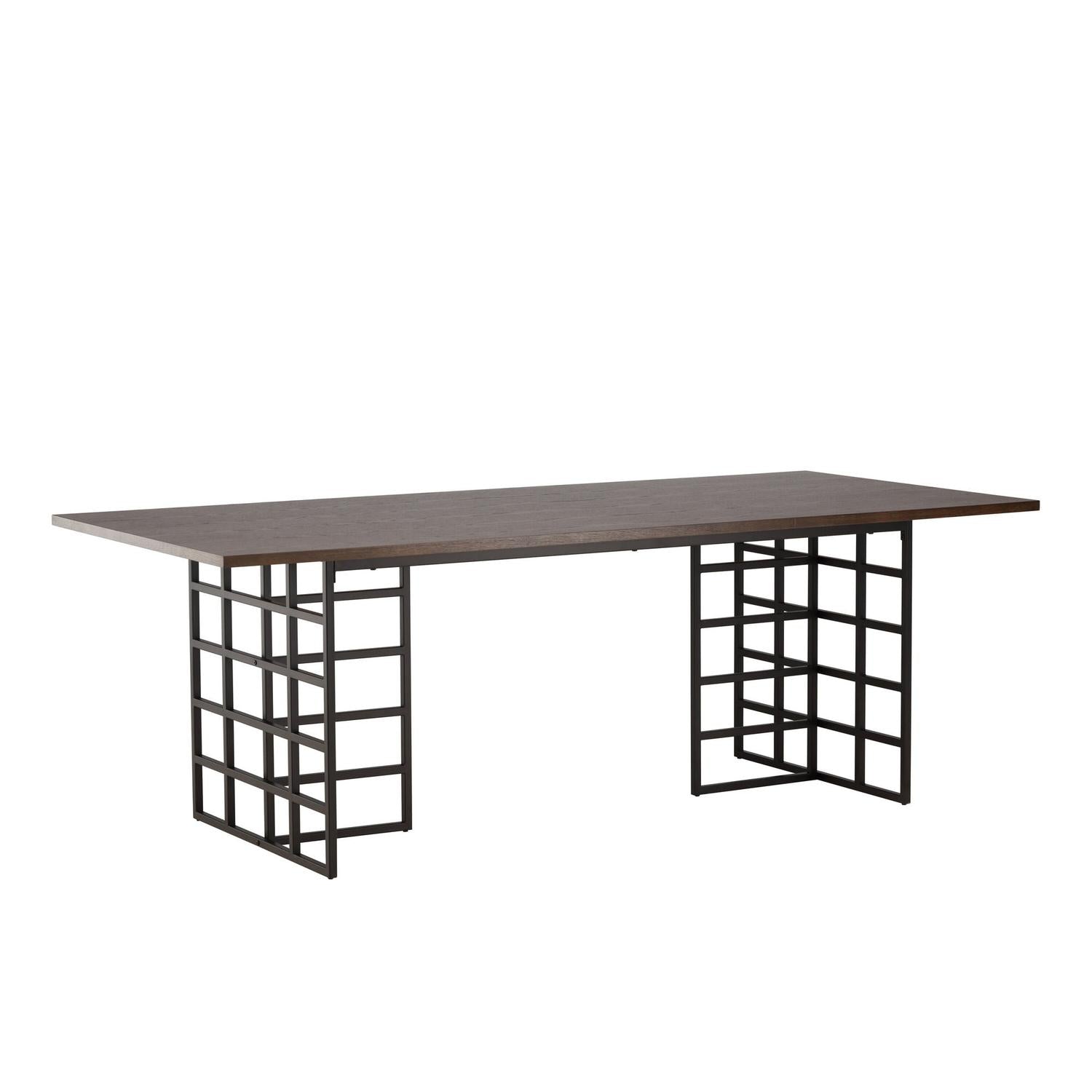 Esstisch Ystad 220cm mit Stahlgestell - Mokka/Schwarz-Esstisch Rechteckig-Venture Home-le canapé