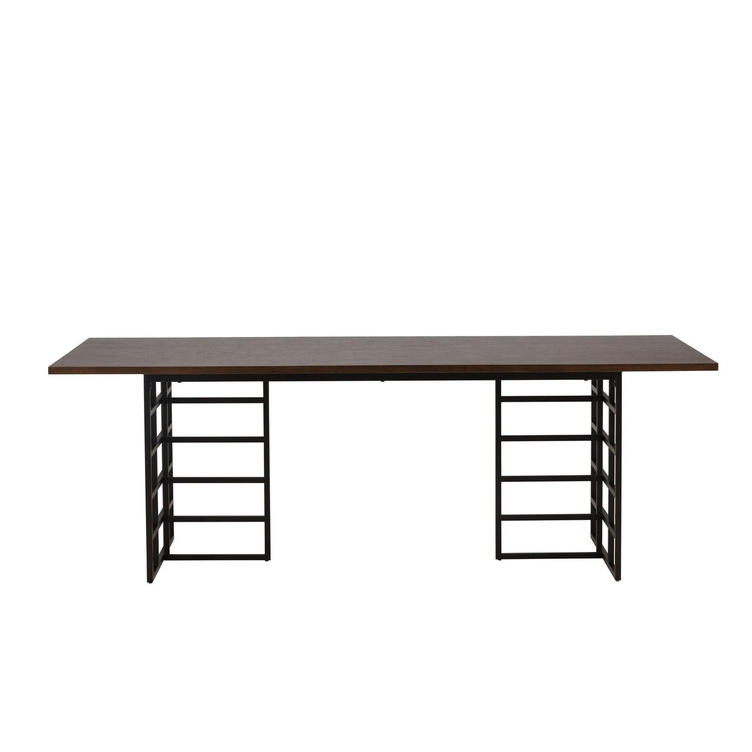 Esstisch Ystad 220cm mit Stahlgestell - Mokka/Schwarz-Esstisch Rechteckig-Venture Home-le canapé