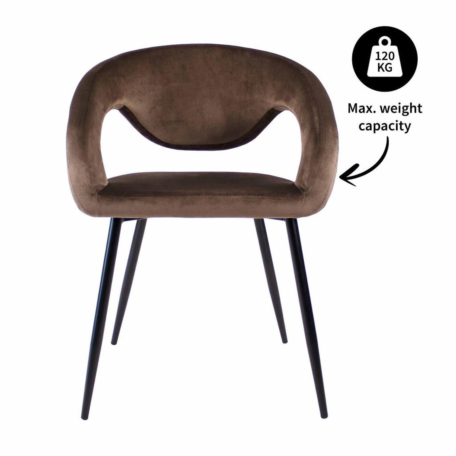 Esszimmerstuhl Lenn aus Samt - Taupe-Esszimmerstuhl-Kick Collection-le canapé