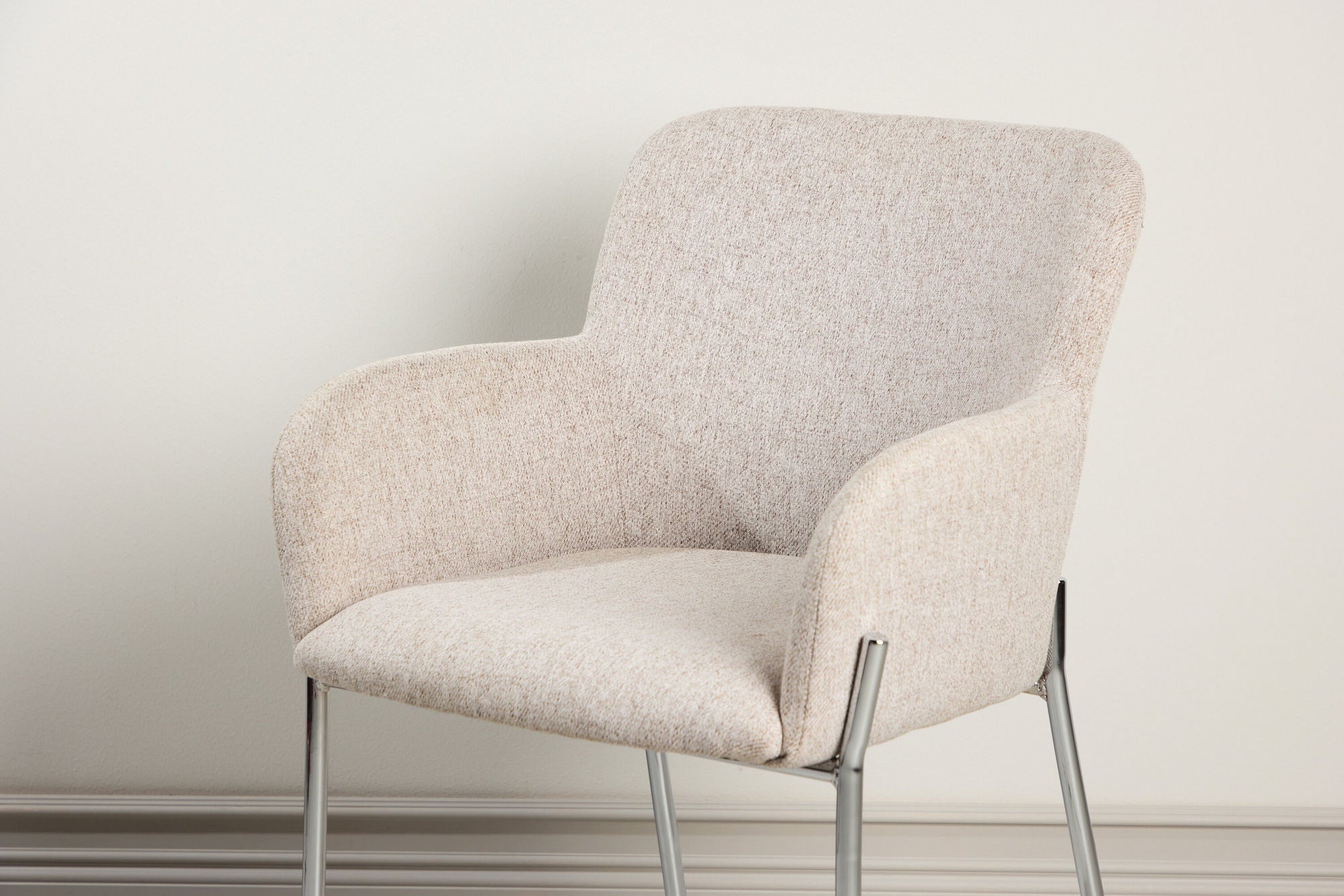 Esszimmerstuhl Vätö aus Stoff mit Metallrahmen - Beige-Esszimmerstühle-Vind-le canapé