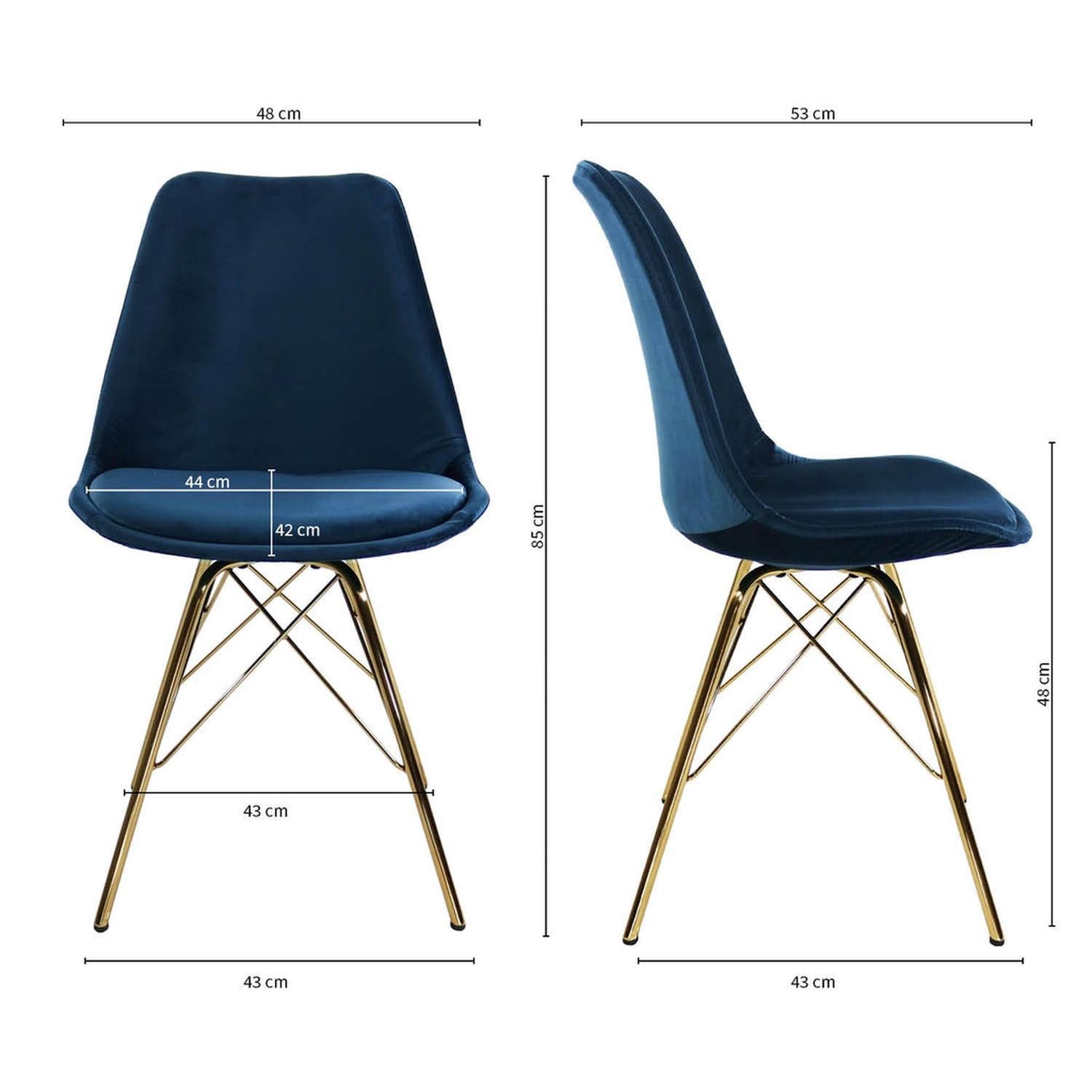 Esszimmerstuhl Velvet - Dunkelblau & Gold-Esszimmerstuhl-Kick Collection-le canapé