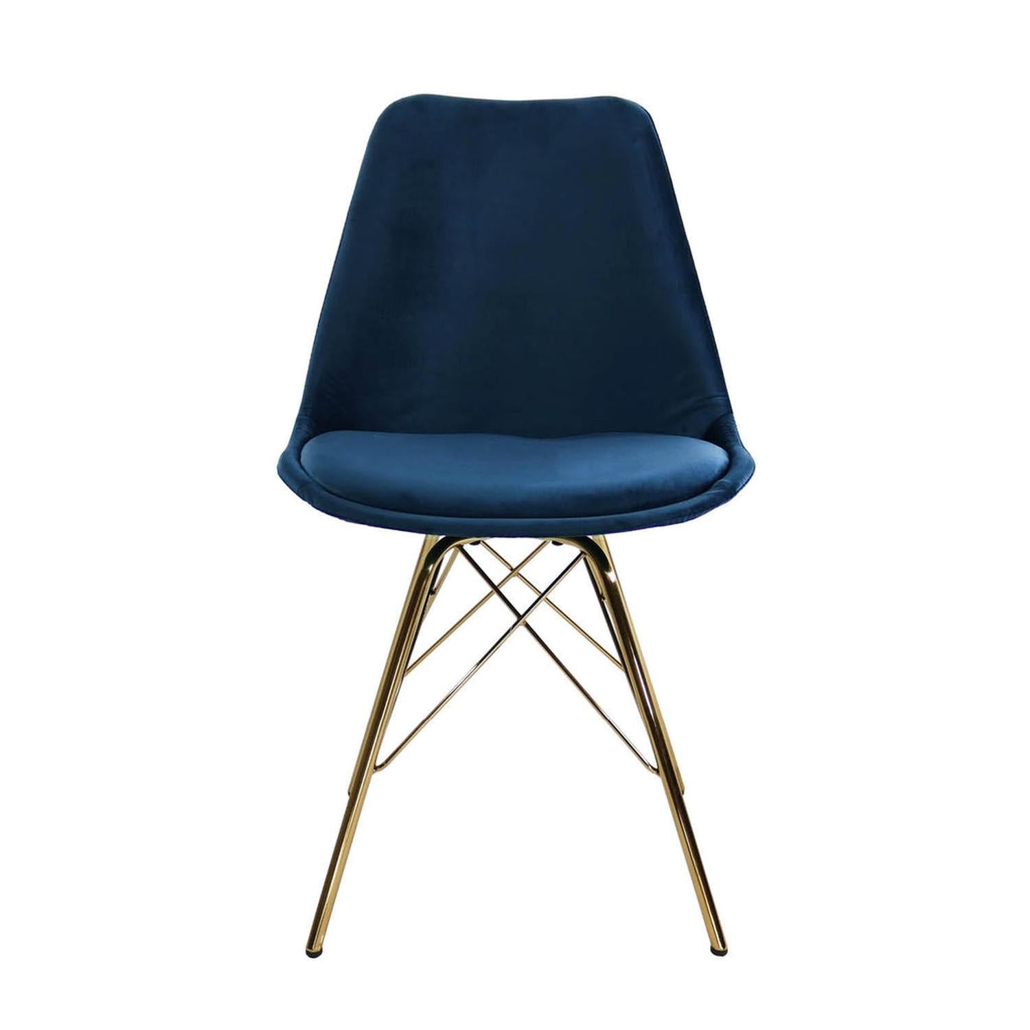 Esszimmerstuhl Velvet - Dunkelblau & Gold-Esszimmerstühle-Kick Collection-le canapé