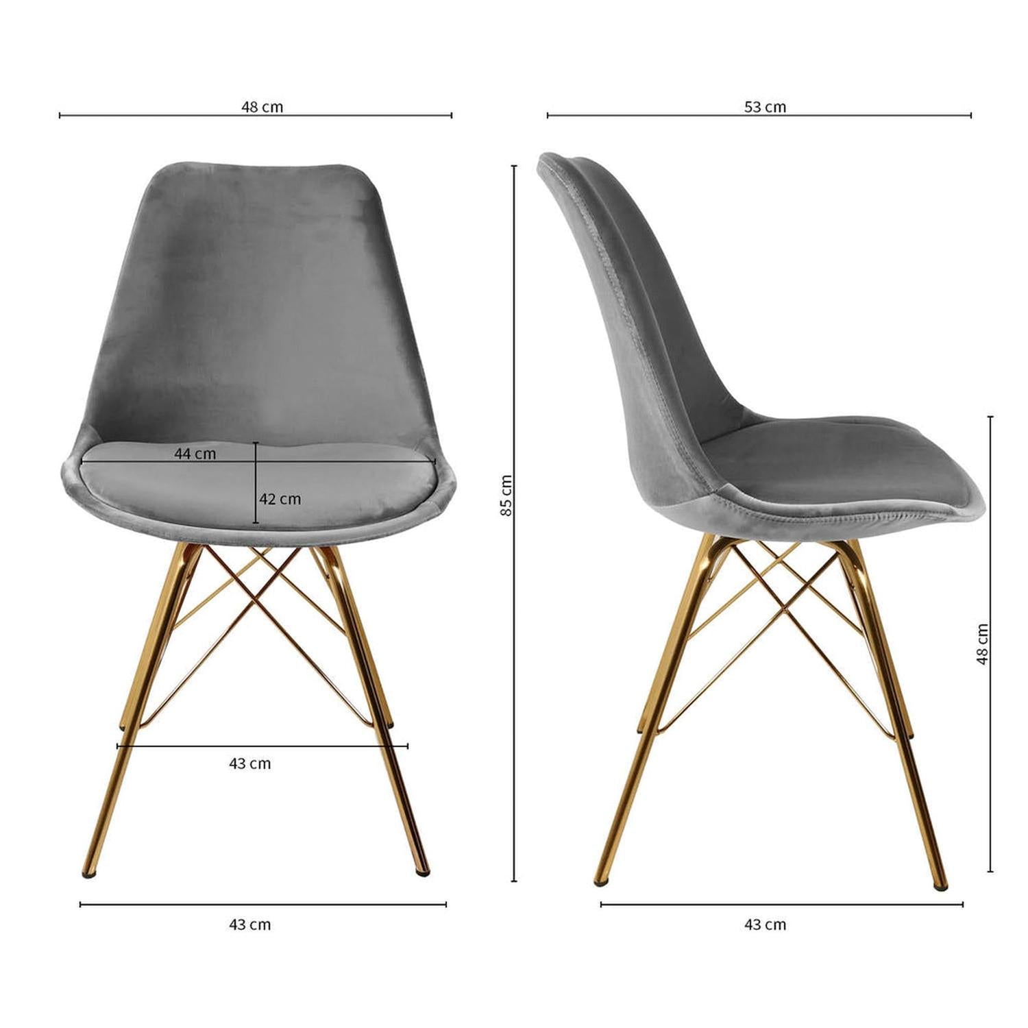 Esszimmerstuhl Velvet - Grau & Gold-Esszimmerstuhl-Kick Collection-le canapé