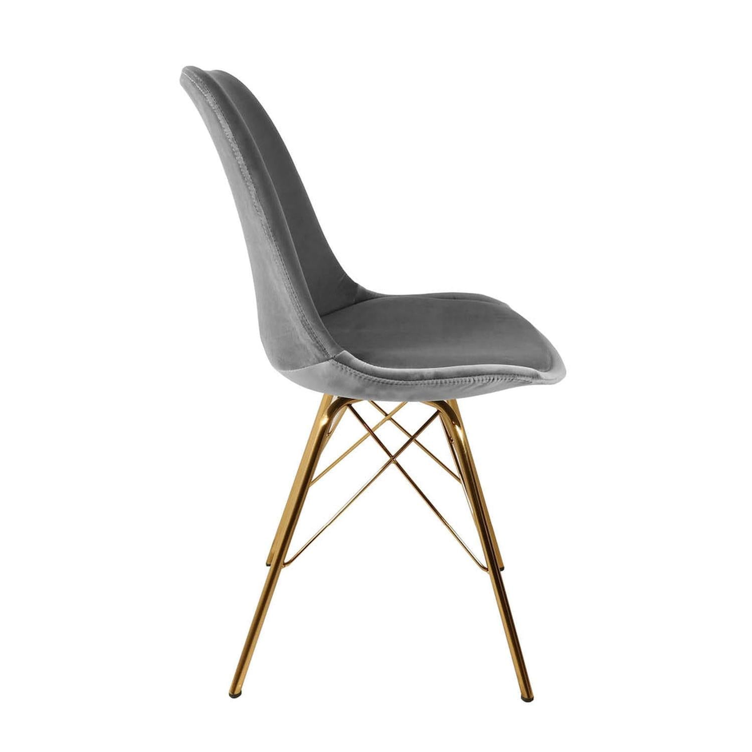 Esszimmerstuhl Velvet - Grau & Gold-Esszimmerstühle-Kick Collection-le canapé