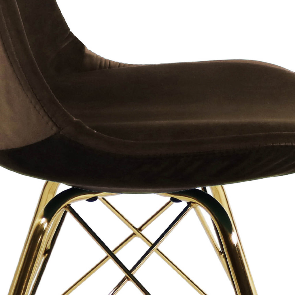 Esszimmerstuhl Velvet - Kaffeebraun & Gold-Esszimmerstuhl-Kick Collection-le canapé