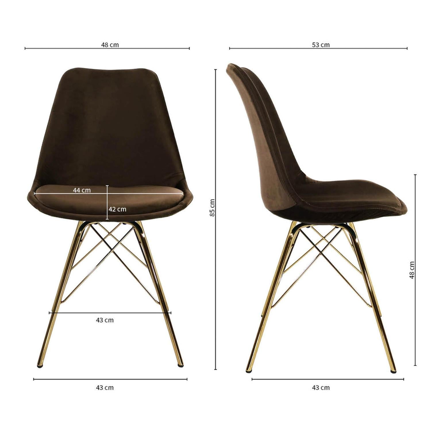 Esszimmerstuhl Velvet - Kaffeebraun & Gold-Esszimmerstuhl-Kick Collection-le canapé