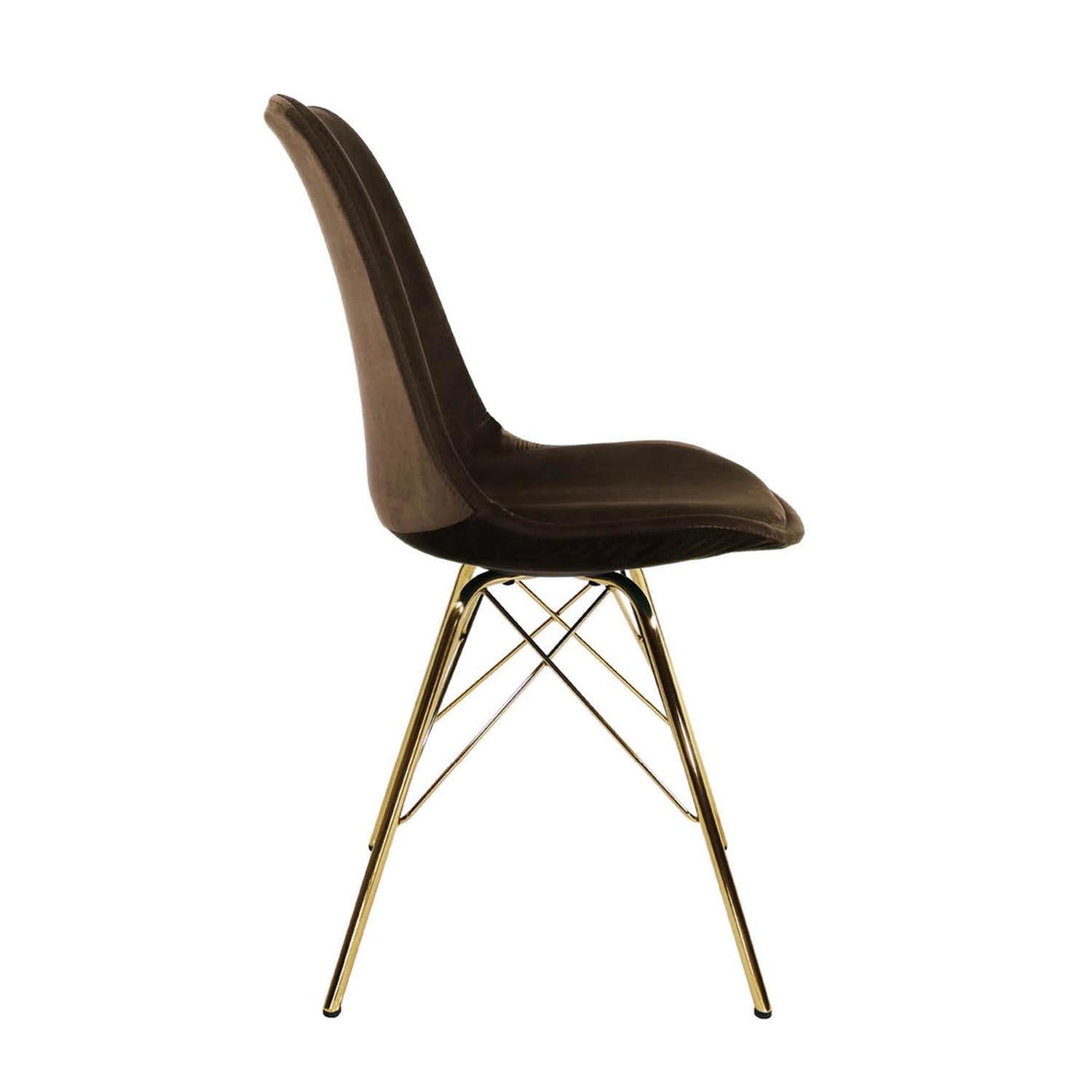 Esszimmerstuhl Velvet - Kaffeebraun & Gold-Esszimmerstuhl-Kick Collection-le canapé