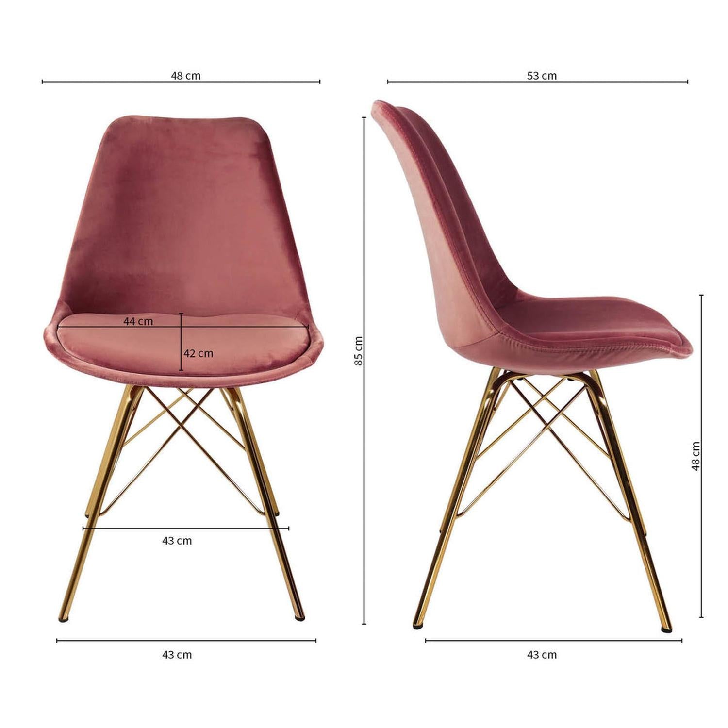 Esszimmerstuhl Velvet - Rosa & Gold-Esszimmerstühle-Kick Collection-le canapé