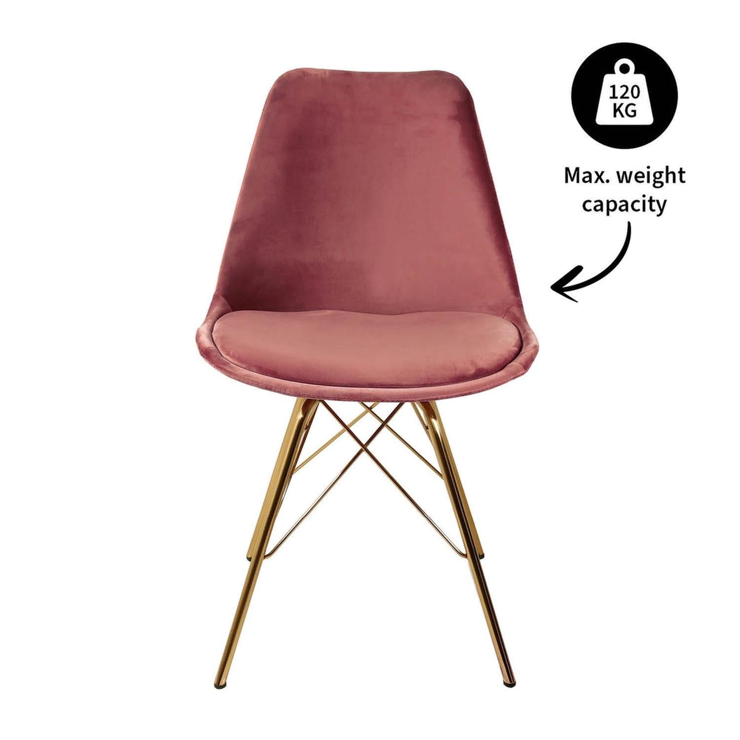 Esszimmerstuhl Velvet - Rosa & Gold-Esszimmerstühle-Kick Collection-le canapé