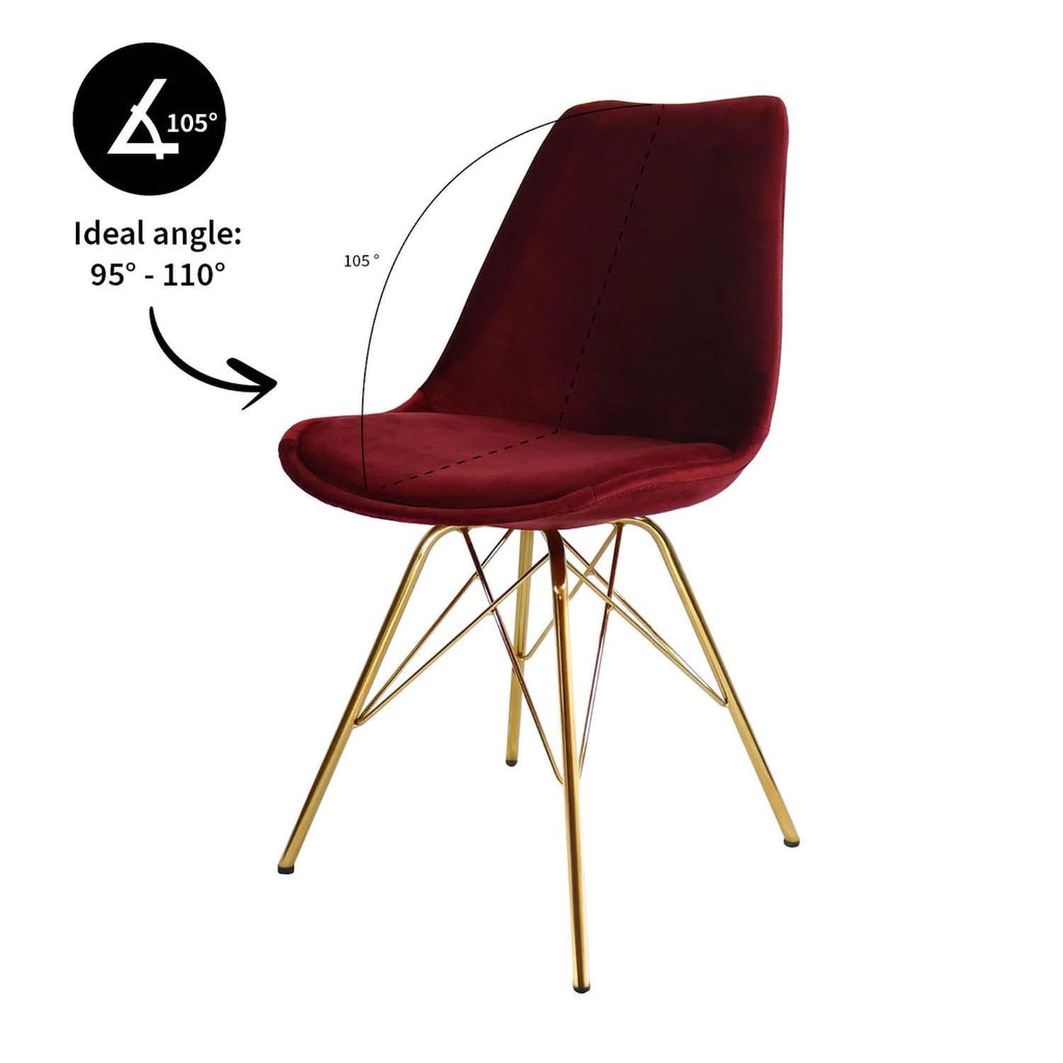 Esszimmerstuhl Velvet - Rot & Gold-Esszimmerstuhl-Kick Collection-le canapé