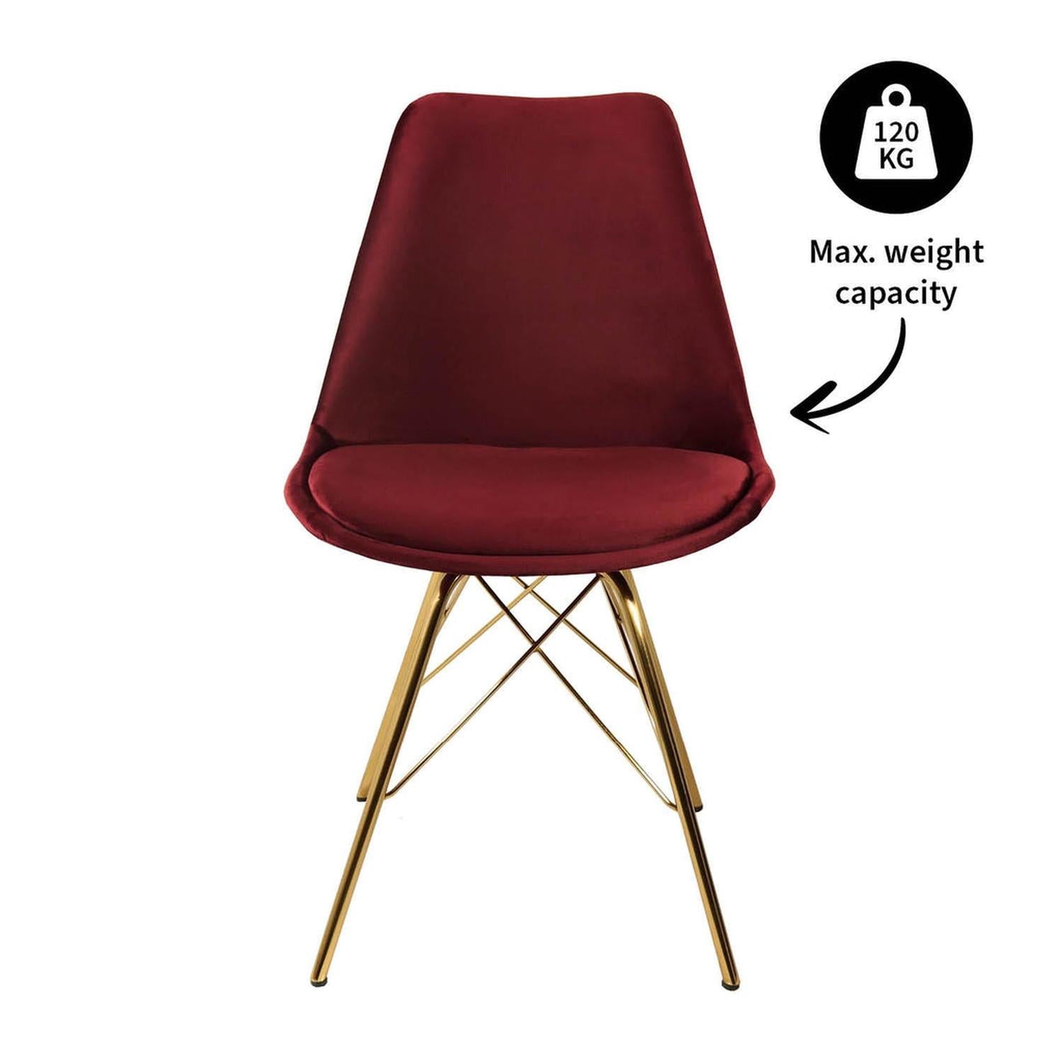 Esszimmerstuhl Velvet - Rot & Gold-Esszimmerstühle-Kick Collection-le canapé