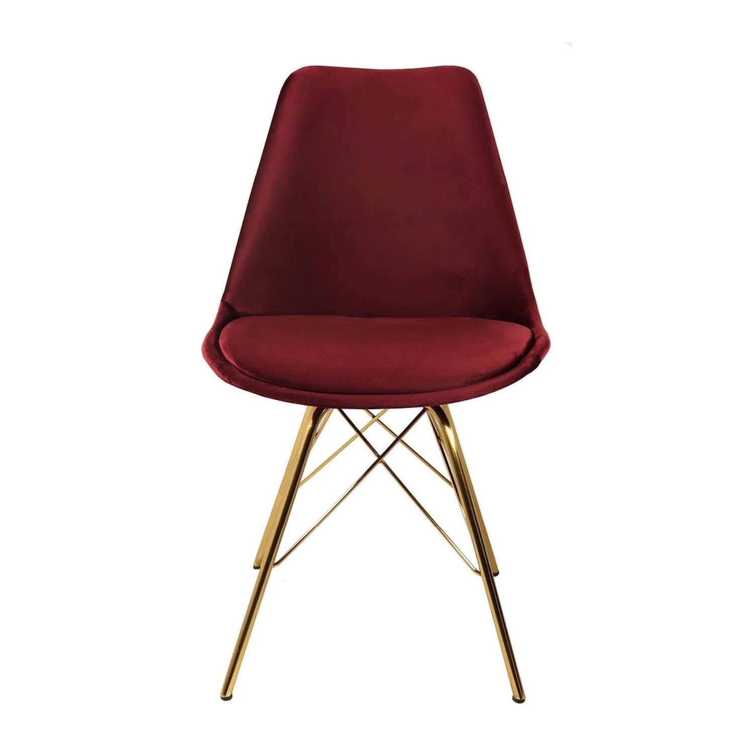 Esszimmerstuhl Velvet - Rot & Gold-Esszimmerstühle-Kick Collection-le canapé