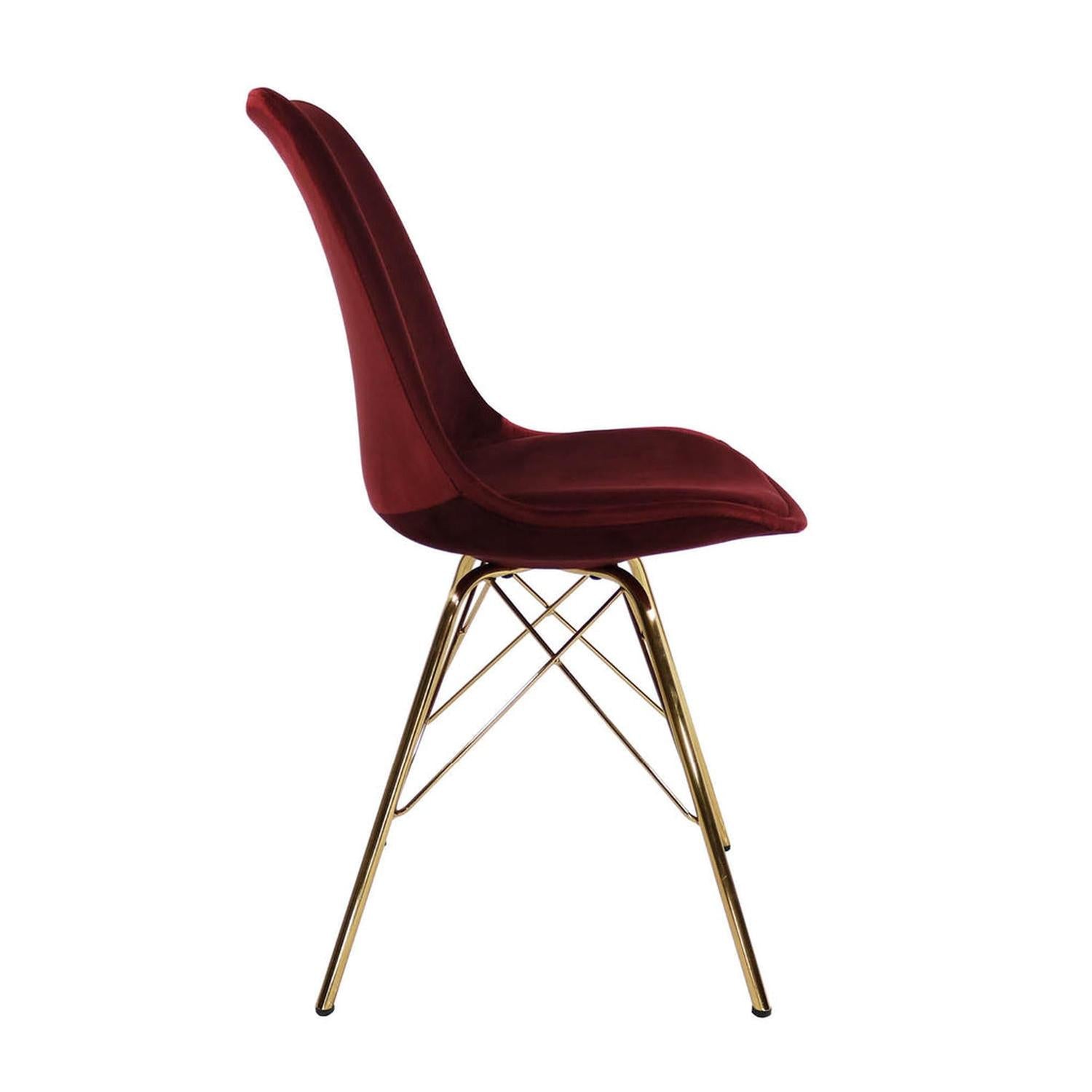 Esszimmerstuhl Velvet - Rot & Gold-Esszimmerstühle-Kick Collection-le canapé