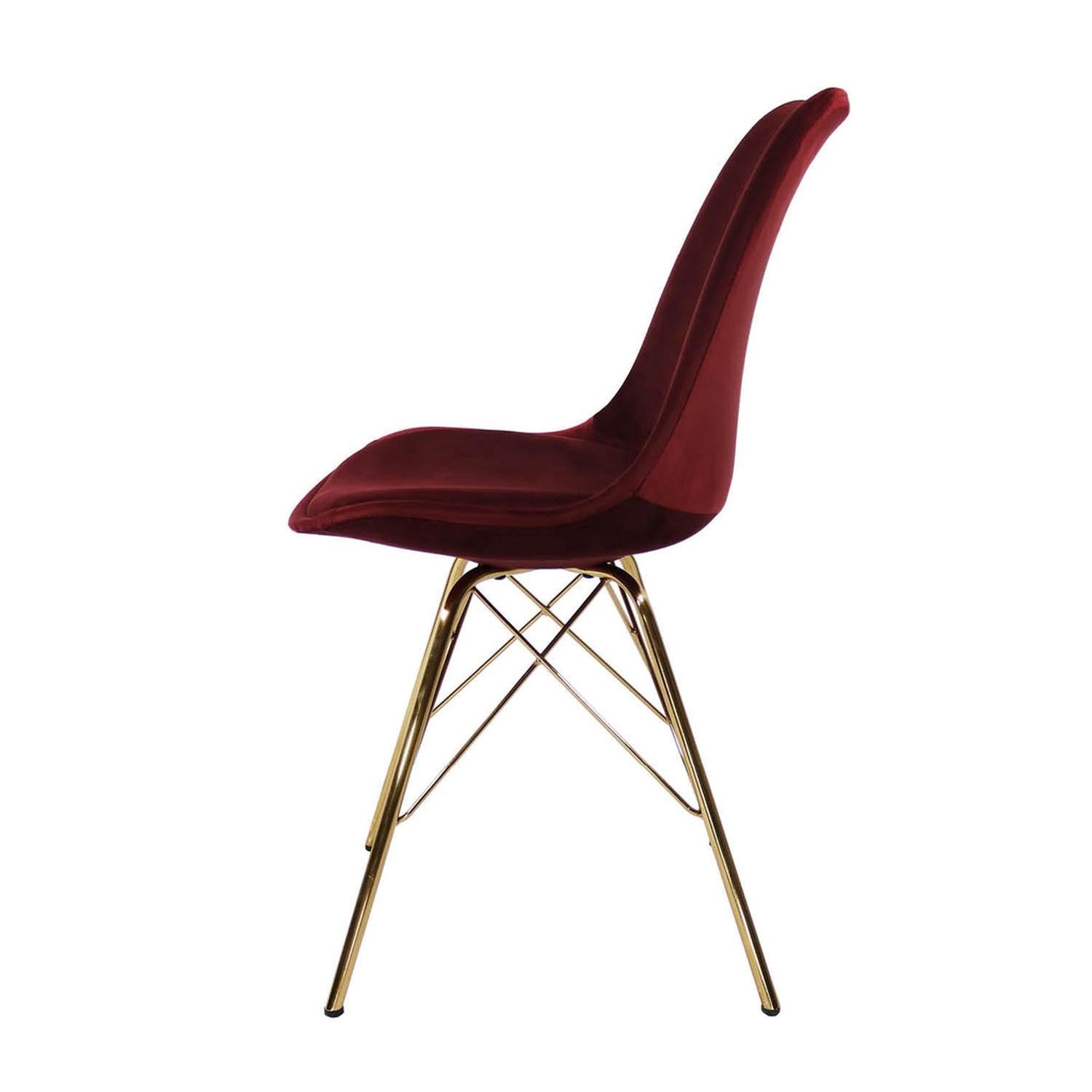 Esszimmerstuhl Velvet - Rot & Gold-Esszimmerstühle-Kick Collection-le canapé