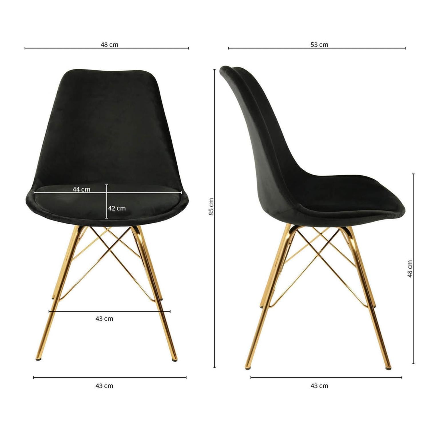 Esszimmerstuhl Velvet - Schwarz & Gold-Esszimmerstuhl-Kick Collection-le canapé