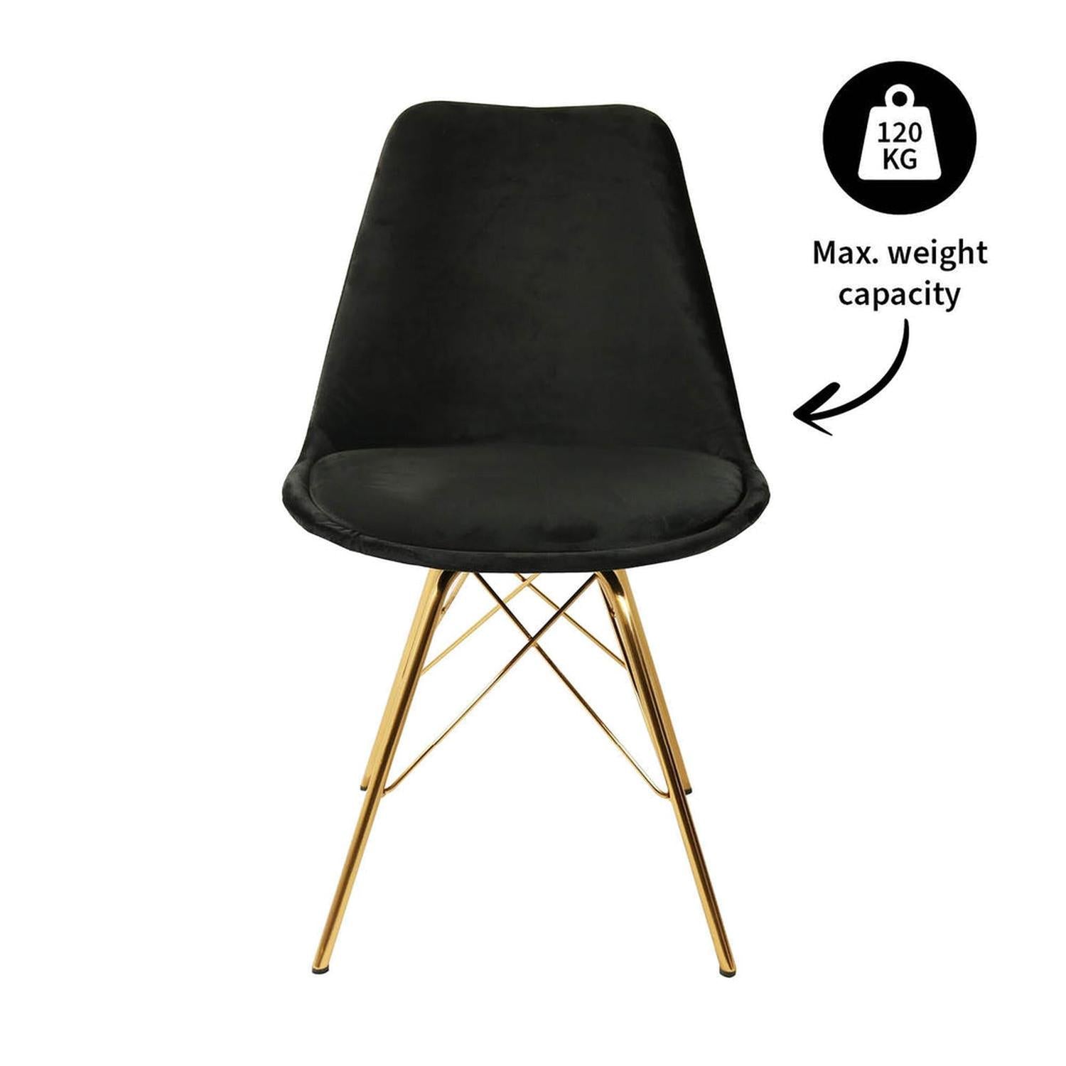 Esszimmerstuhl Velvet - Schwarz & Gold-Esszimmerstuhl-Kick Collection-le canapé