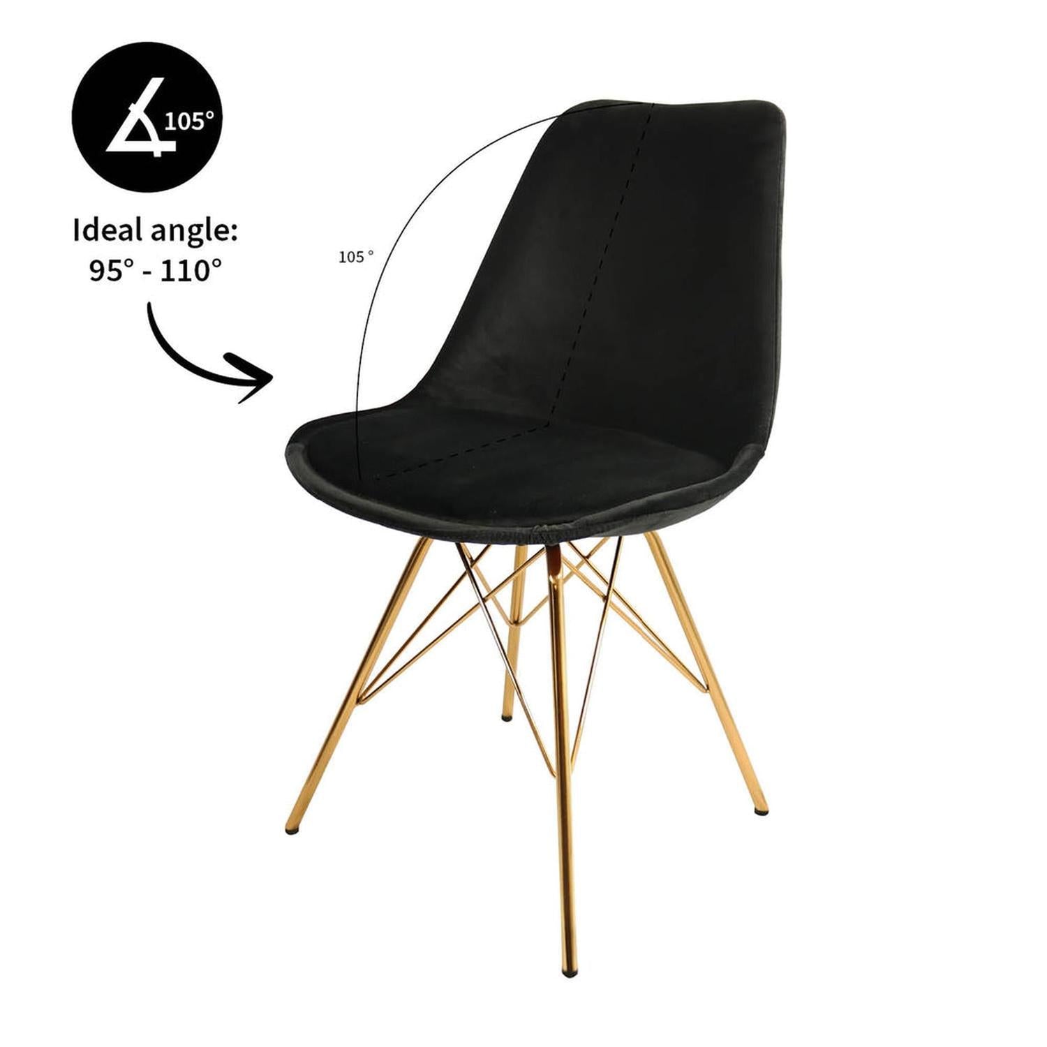 Esszimmerstuhl Velvet - Schwarz & Gold-Esszimmerstühle-Kick Collection-le canapé