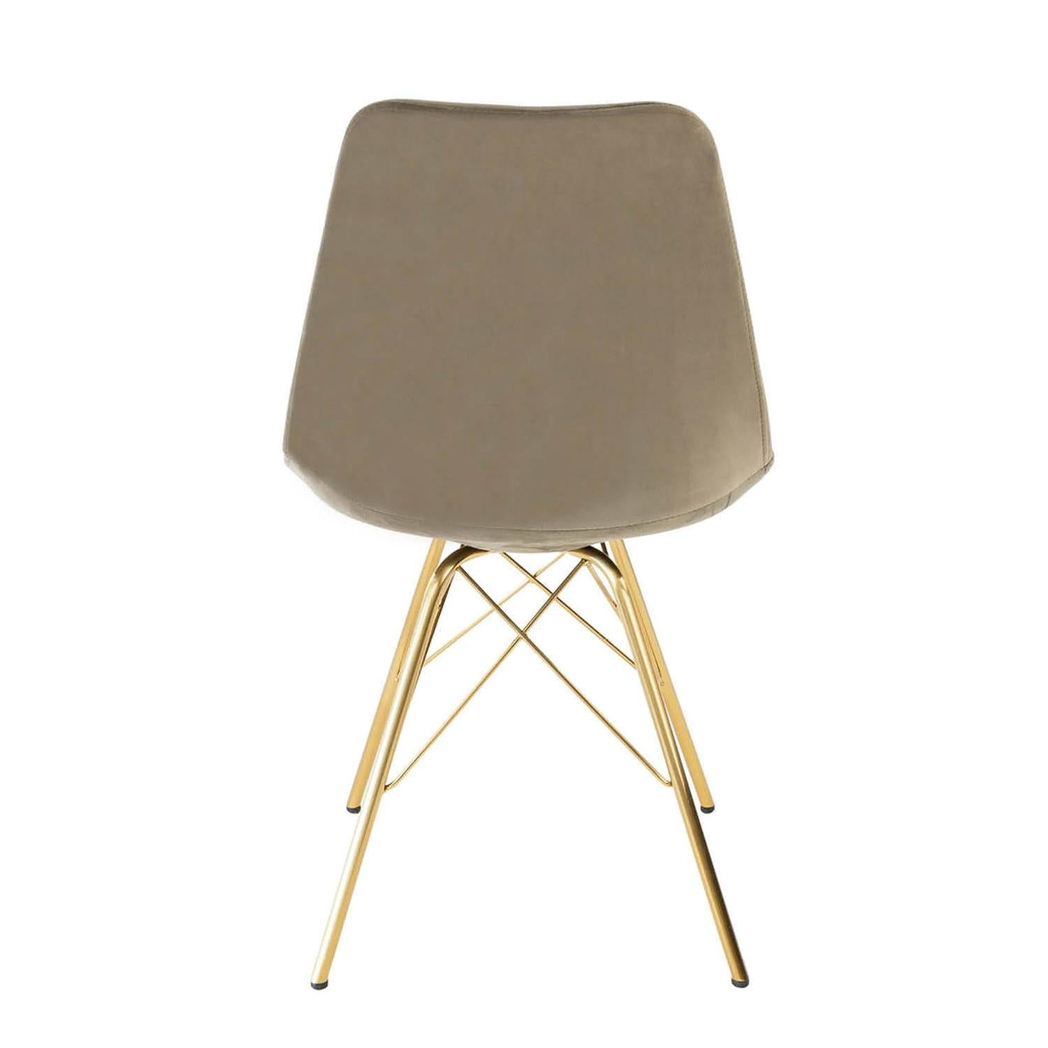 Esszimmerstuhl Velvet - Taupe & Gold-Esszimmerstühle-Kick Collection-le canapé
