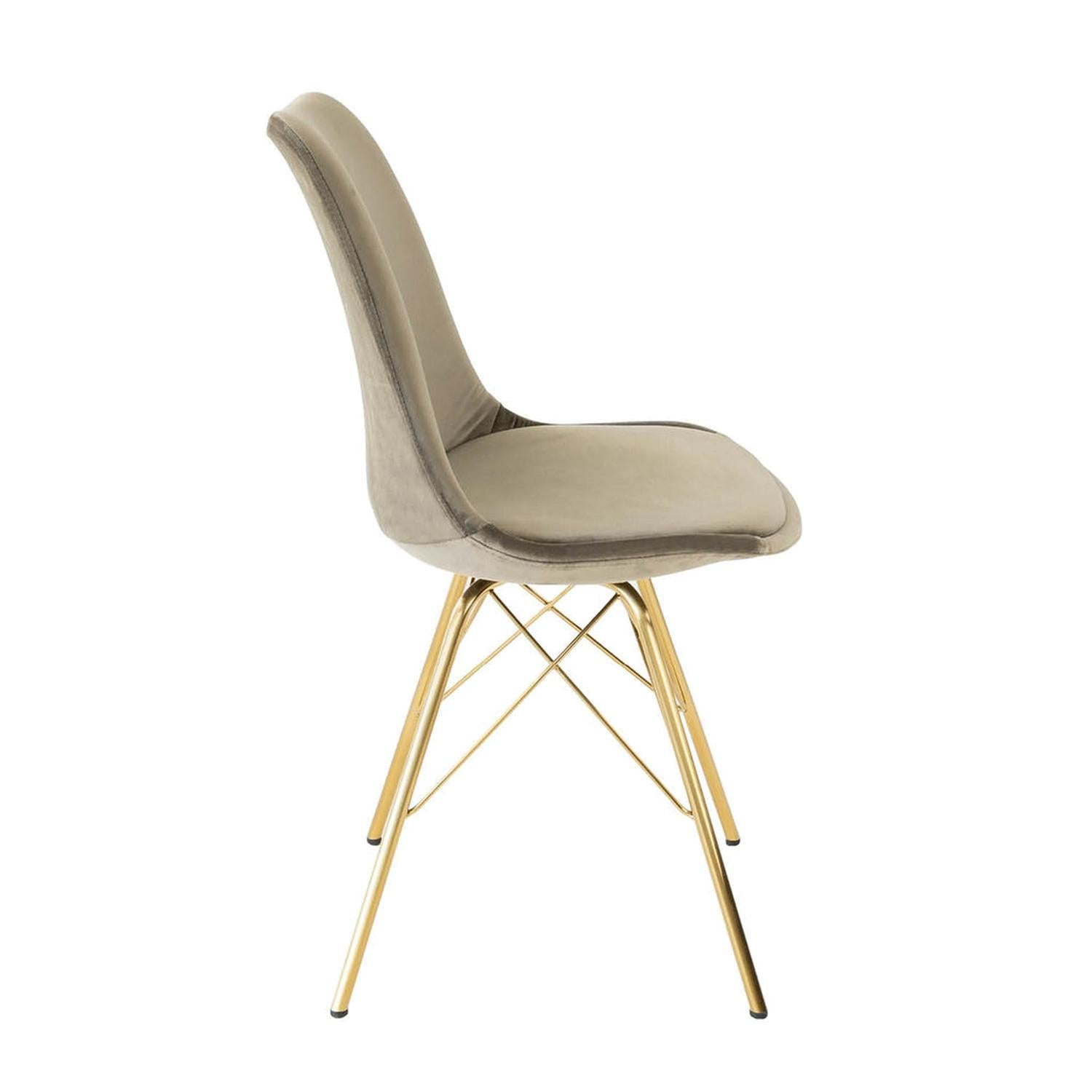 Esszimmerstuhl Velvet - Taupe & Gold-Esszimmerstühle-Kick Collection-le canapé