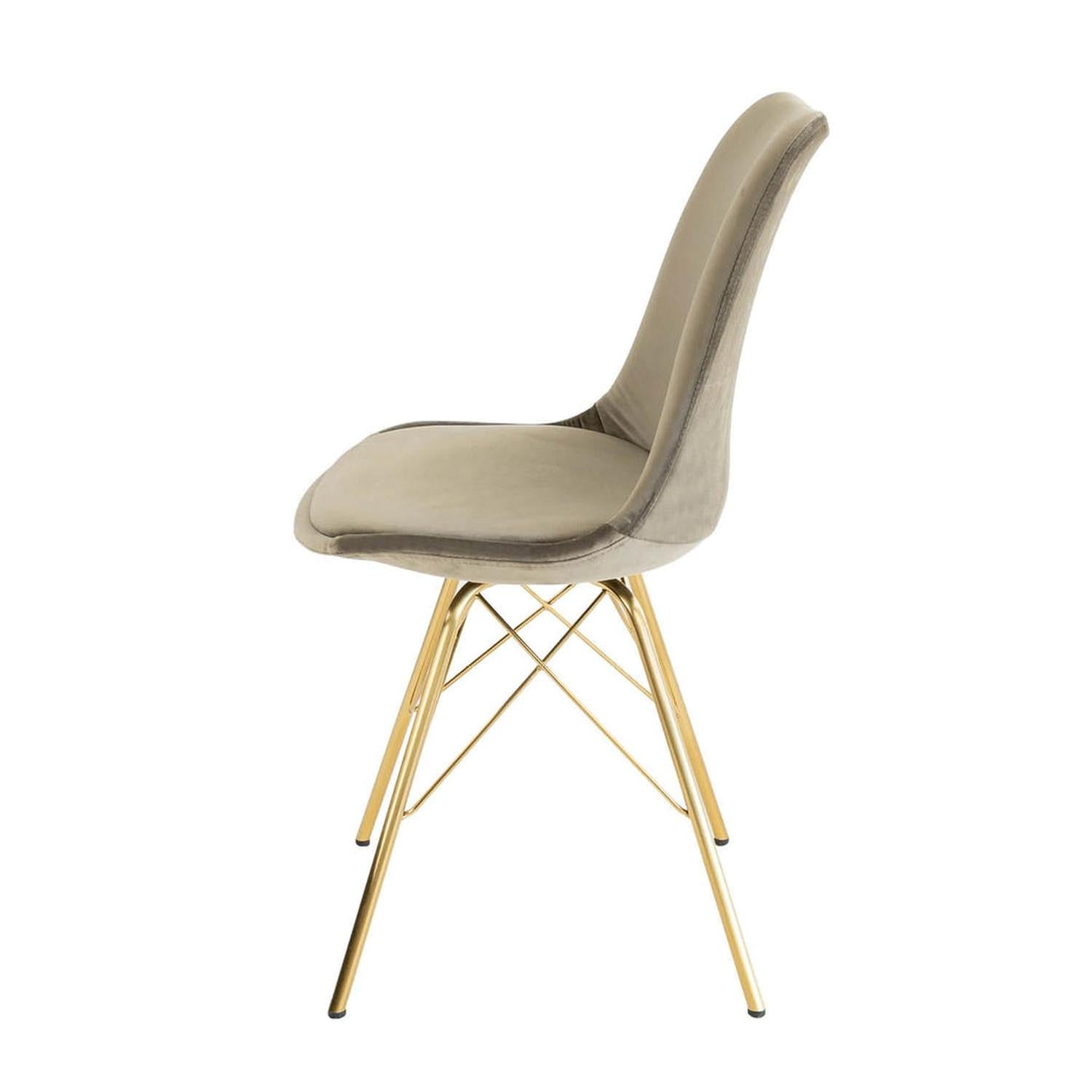 Esszimmerstuhl Velvet - Taupe & Gold-Esszimmerstühle-Kick Collection-le canapé