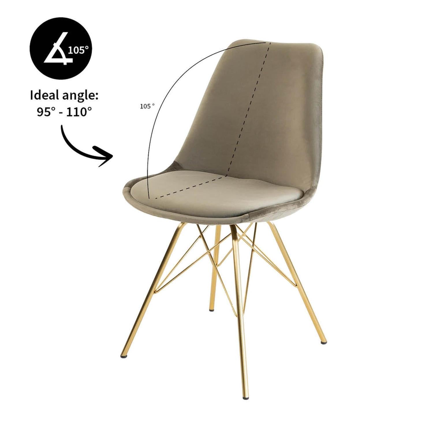 Esszimmerstuhl Velvet - Taupe & Gold-Esszimmerstühle-Kick Collection-le canapé