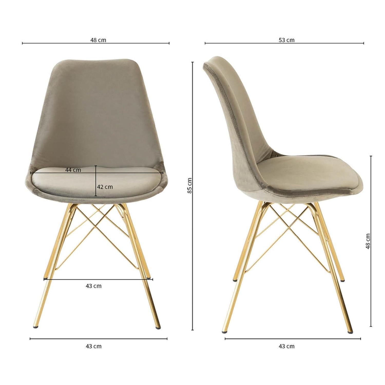 Esszimmerstuhl Velvet - Taupe & Gold-Esszimmerstühle-Kick Collection-le canapé