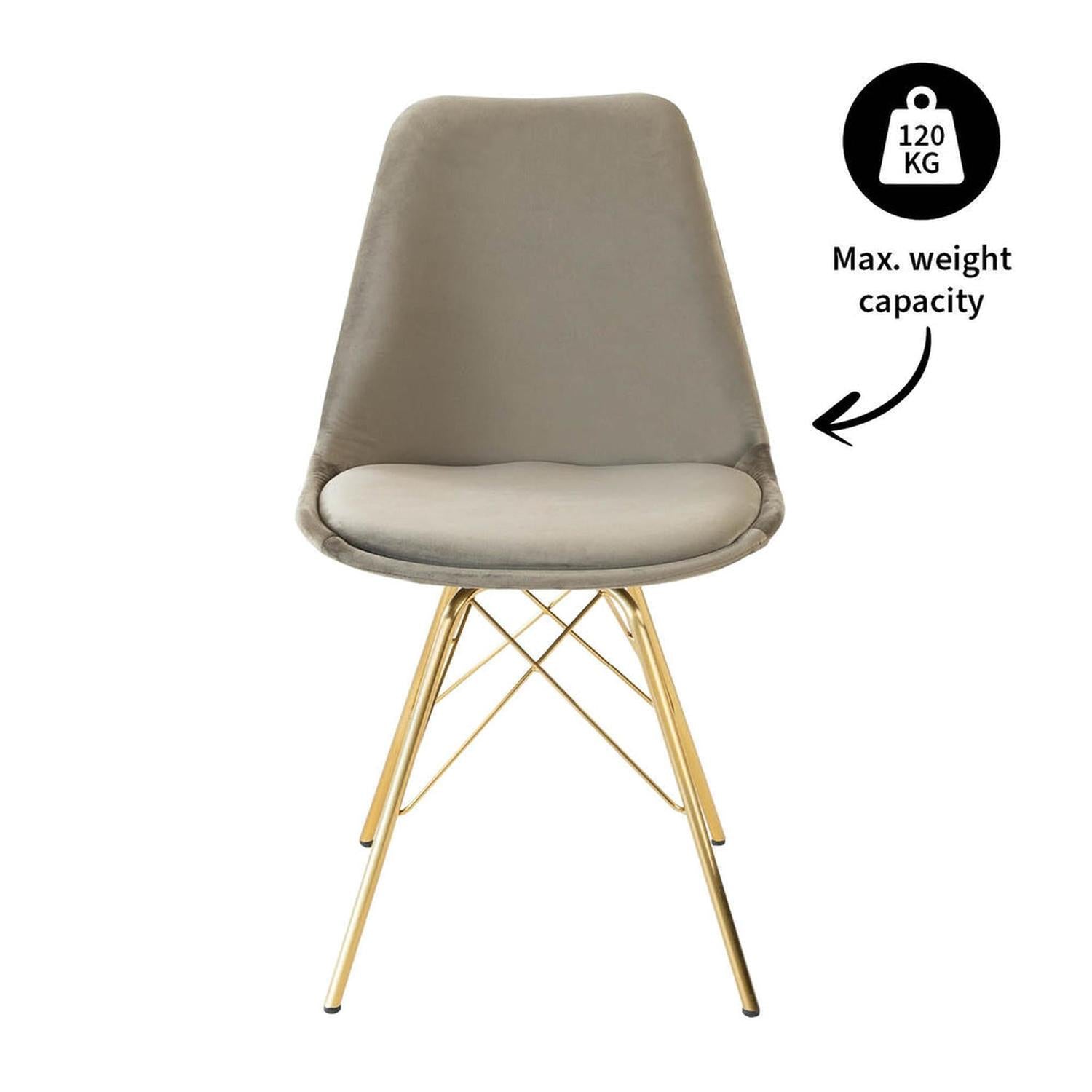 Esszimmerstuhl Velvet - Taupe & Gold-Esszimmerstühle-Kick Collection-le canapé