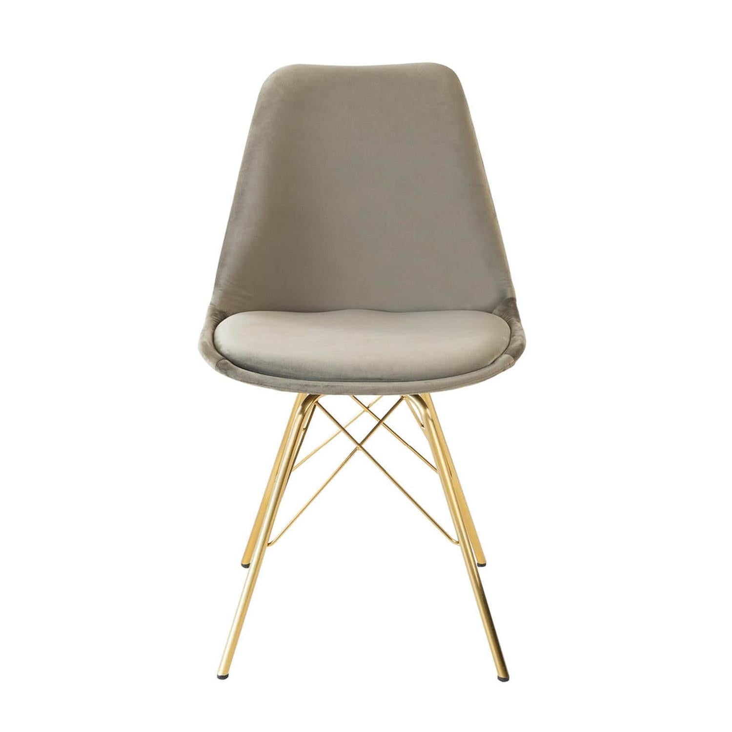 Esszimmerstuhl Velvet - Taupe & Gold-Esszimmerstühle-Kick Collection-le canapé