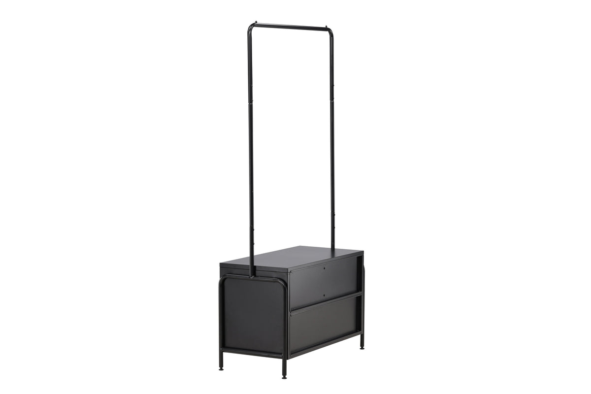 Garderobenständer Quito 175cm aus Metall mit Schublade - Schwarz-Garderoben-Venture Home-le canapé